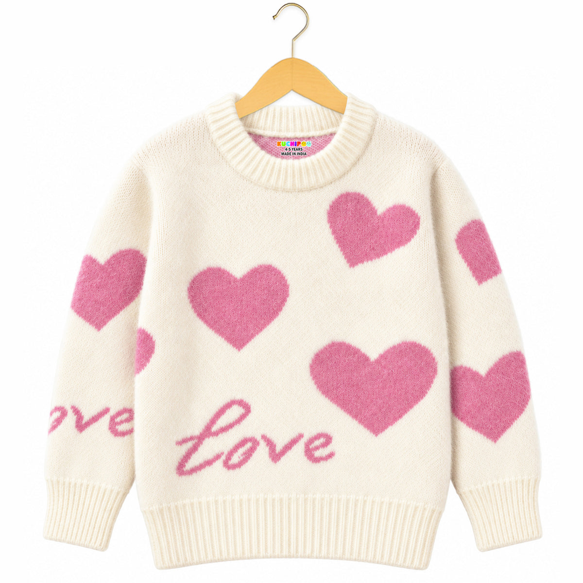 Kuchipoo Girls' Winter Wear Knitted Sweater | Full Sleeves Warm Pullover | Casual & Stylish Kids' Jumper