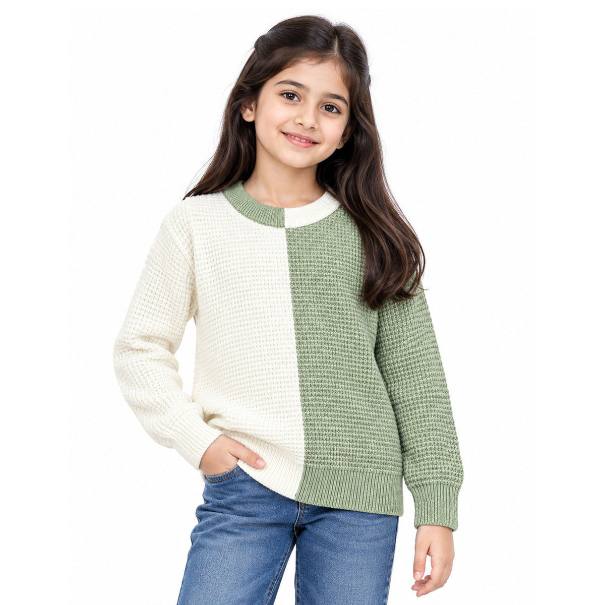 Kuchipoo Girls' Winter Wear Knitted Sweater | Full Sleeves Warm Pullover | Casual & Stylish Kids' Jumper