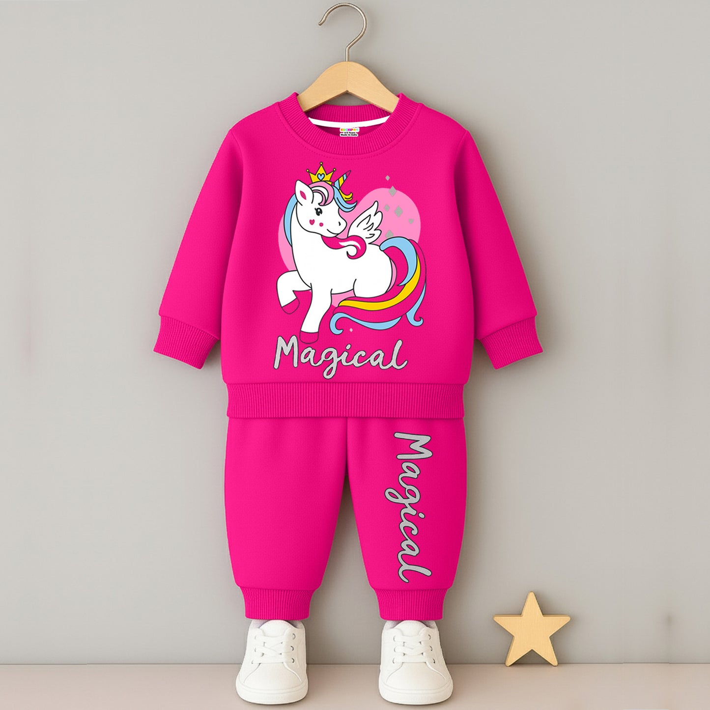 Kuchipoo Girls Winterwear Sweatshirt and Trackpant Set With Pocket