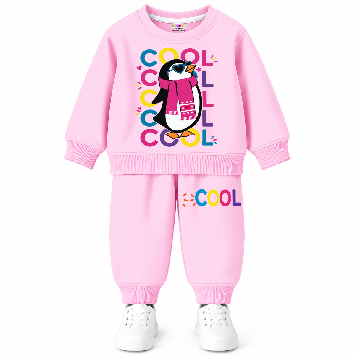 Kuchipoo Girls Printed Sweatshirt & Track Pant Set | Full Sleeve Winter Co-ord Set | Soft & Comfortable Casual Wear for Kids