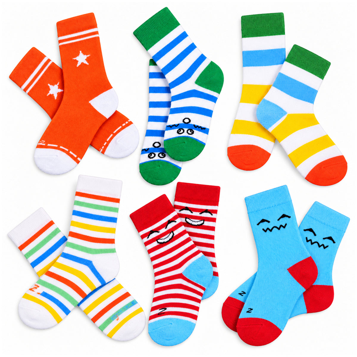 Kuchipoo Kids 100% Cotton Socks - Pack of 6
