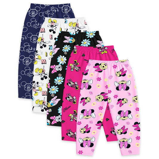 Kuchipoo © Disney 100% Cotton Girls Printed Pyjama Set | Soft & Comfortable Jogger Pants | Pack of 5