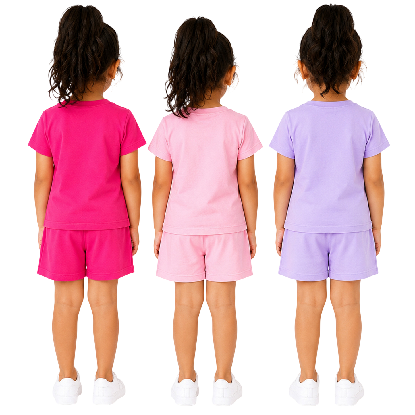 Kuchipoo Girls Cotton T-Shirt & Shorts | Printed Summer Wear Set | Soft & Comfortable Kids Clothing | Pack of 3