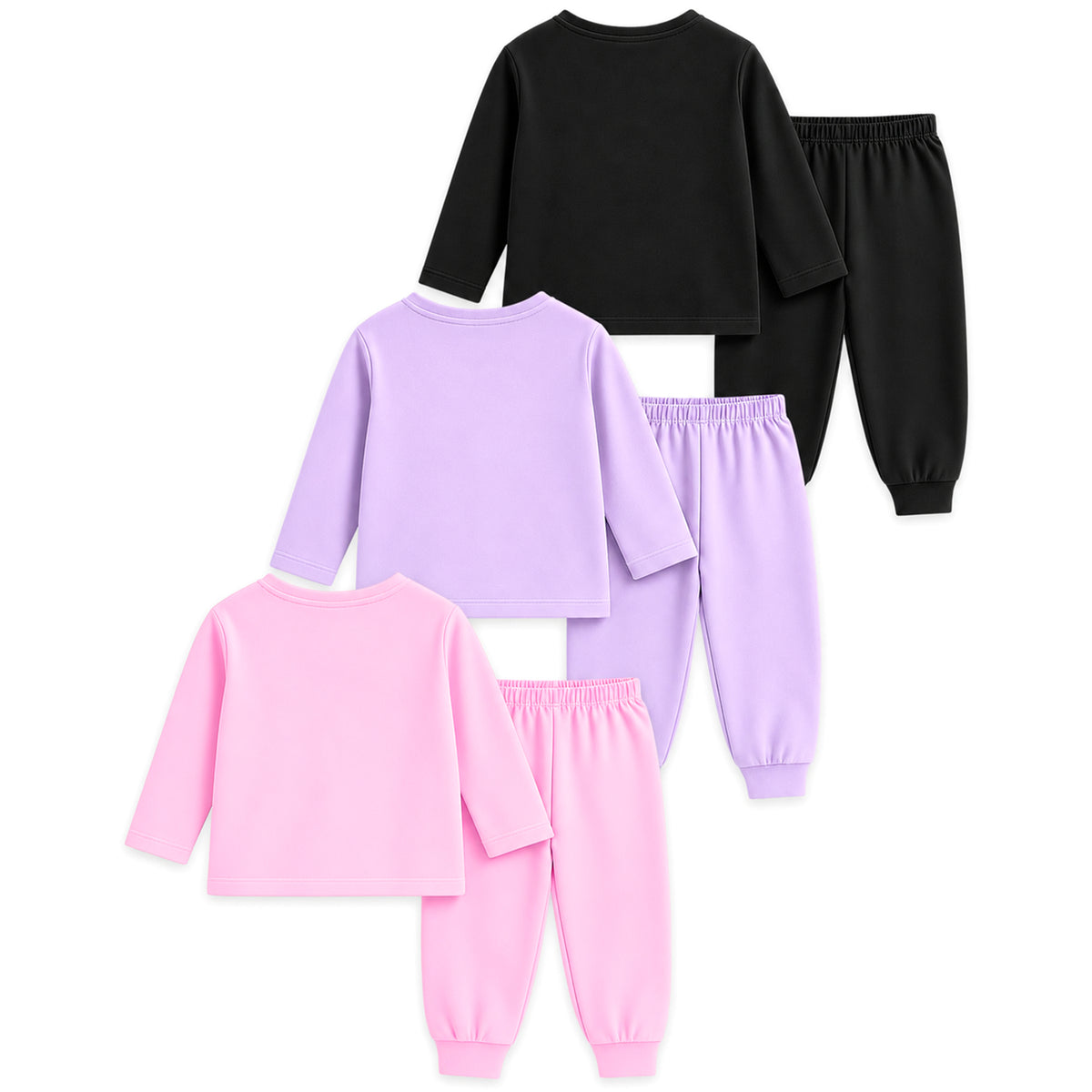 Kuchipoo Girls Regular Fit Cotton T-Shirts and Pyjamas Clothing Set-Pack of 3