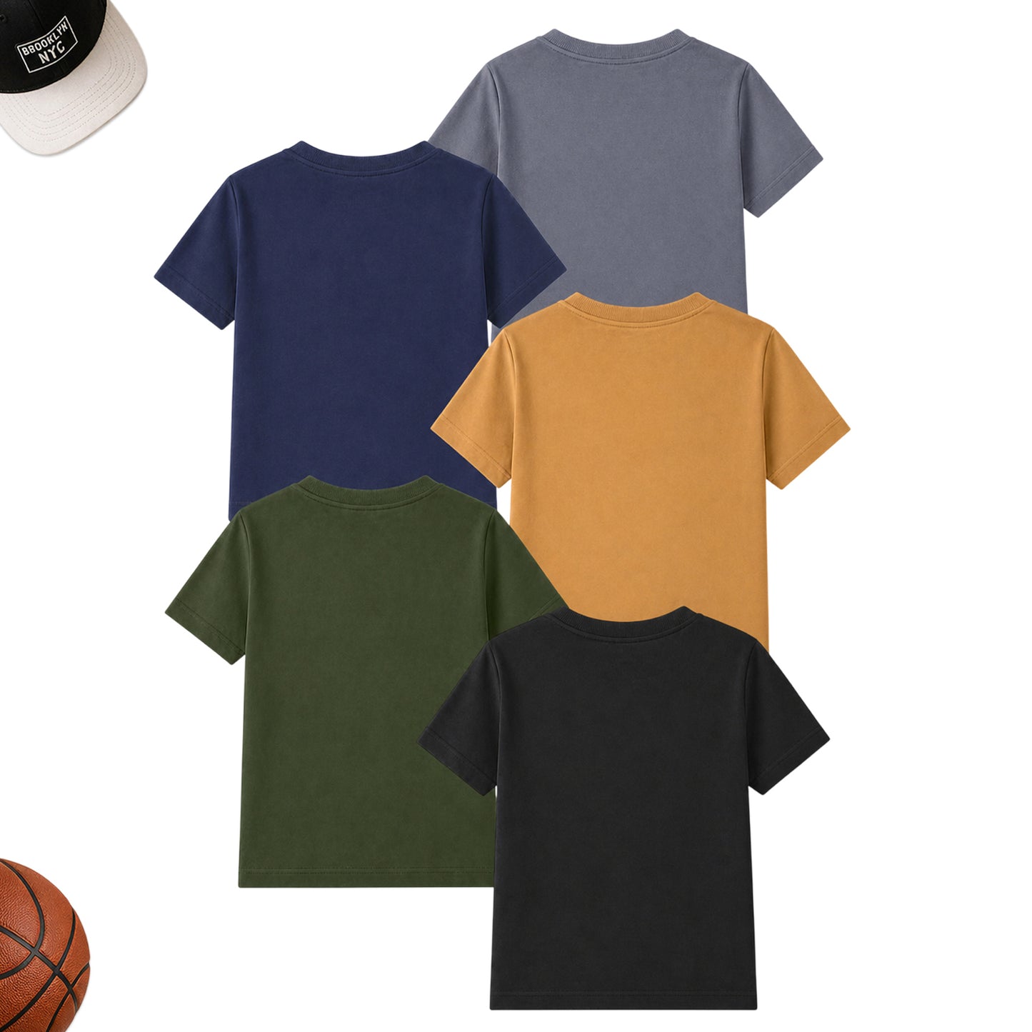 Kuchipoo Boys Cotton Printed T-Shirts | Half Sleeve Round Neck | Soft & Comfortable Casual Wear for Kids | Pack of 5