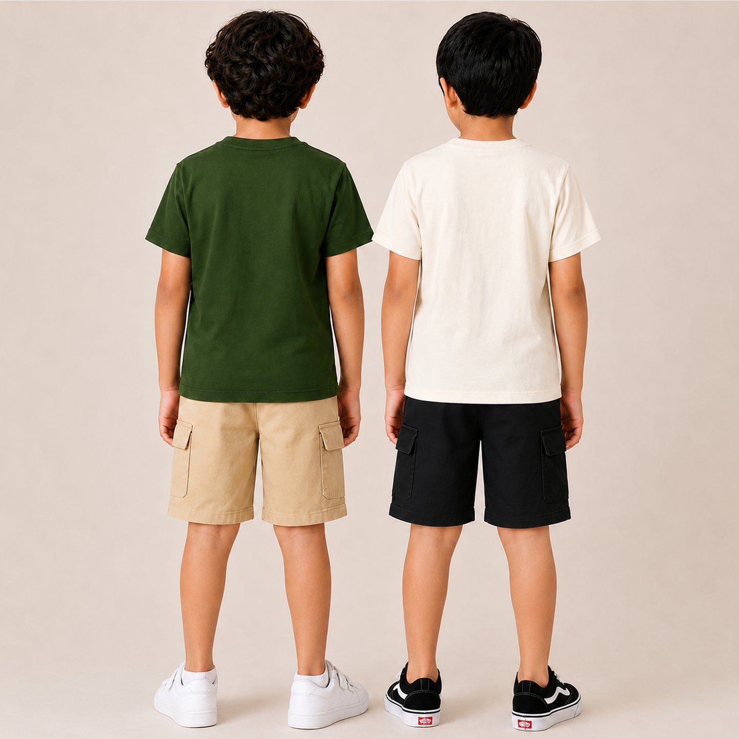 Kuchipoo Boys Cotton Half Sleeve T-Shirt & Cargo Shorts Set | Trendy Graphic Print Summer Wear | Soft & Breathable Kids Clothing Combo with Cargo Pockets | Pack of 2