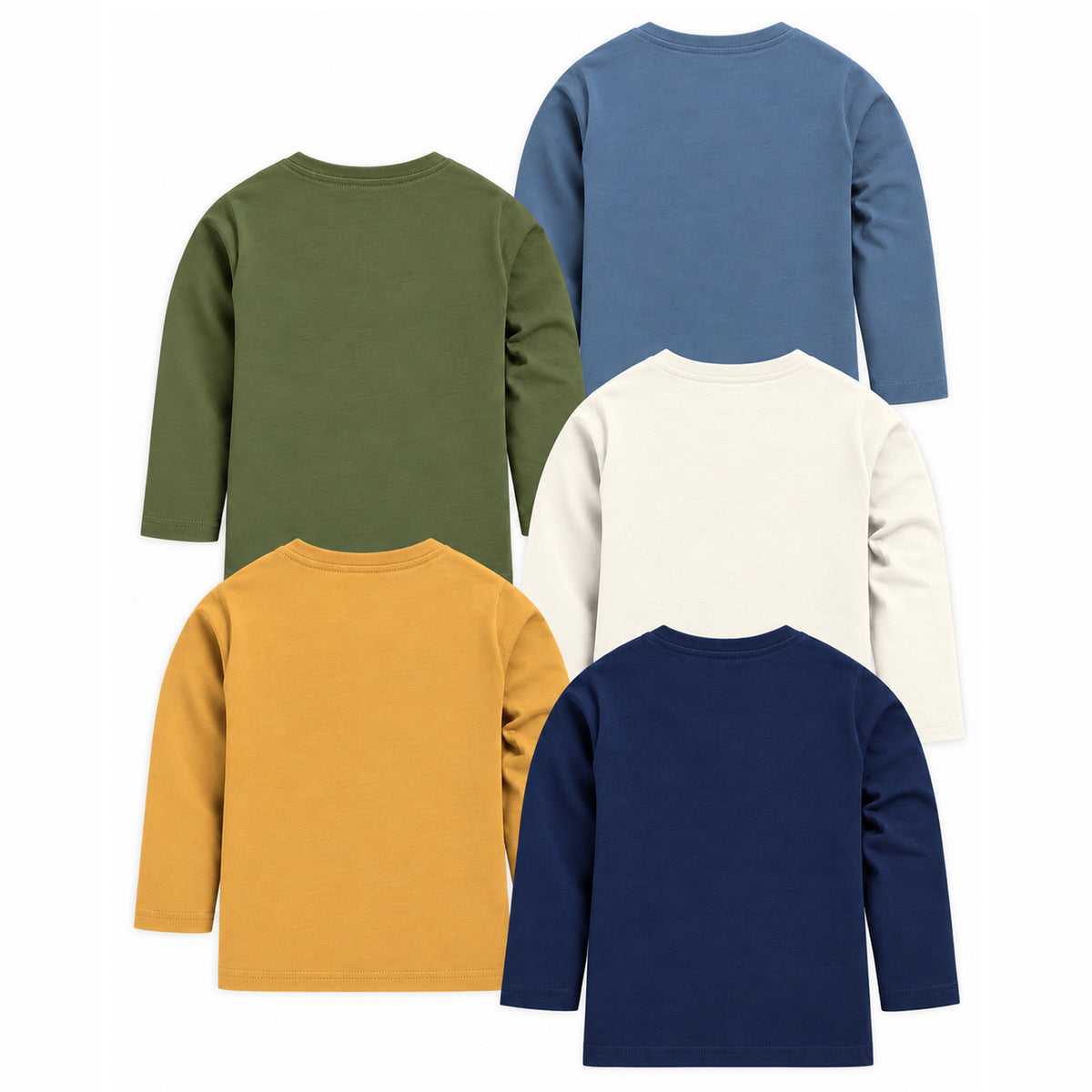 Kuchipoo Boys Cotton Printed T-Shirts | Full Sleeve Round Neck | Soft & Comfortable Casual Wear for Kids | Pack of 5