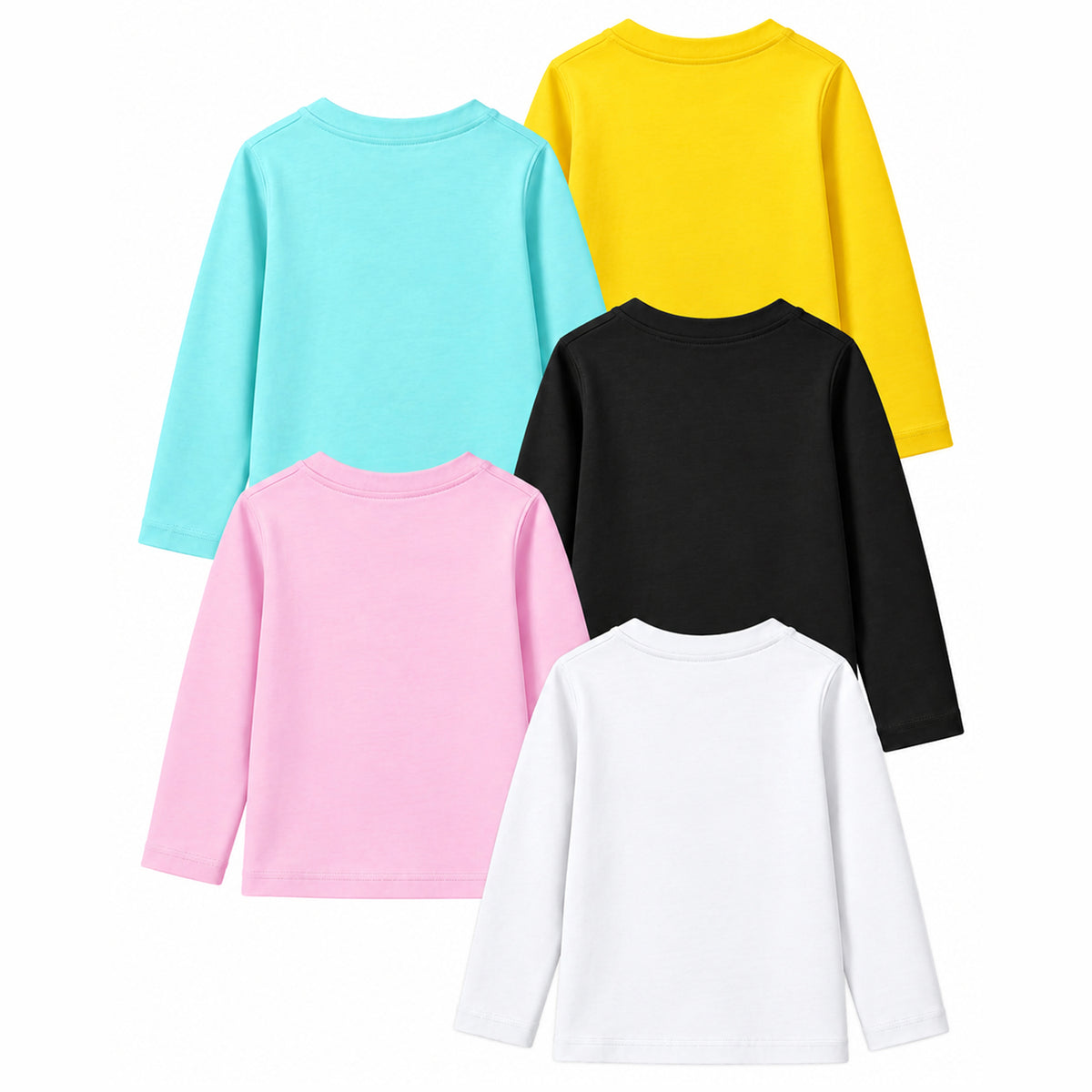 Kuchipoo Girls Cotton Printed T-Shirts | Full Sleeve Round Neck | Soft & Comfortable Casual Wear for Kids | Pack of 5