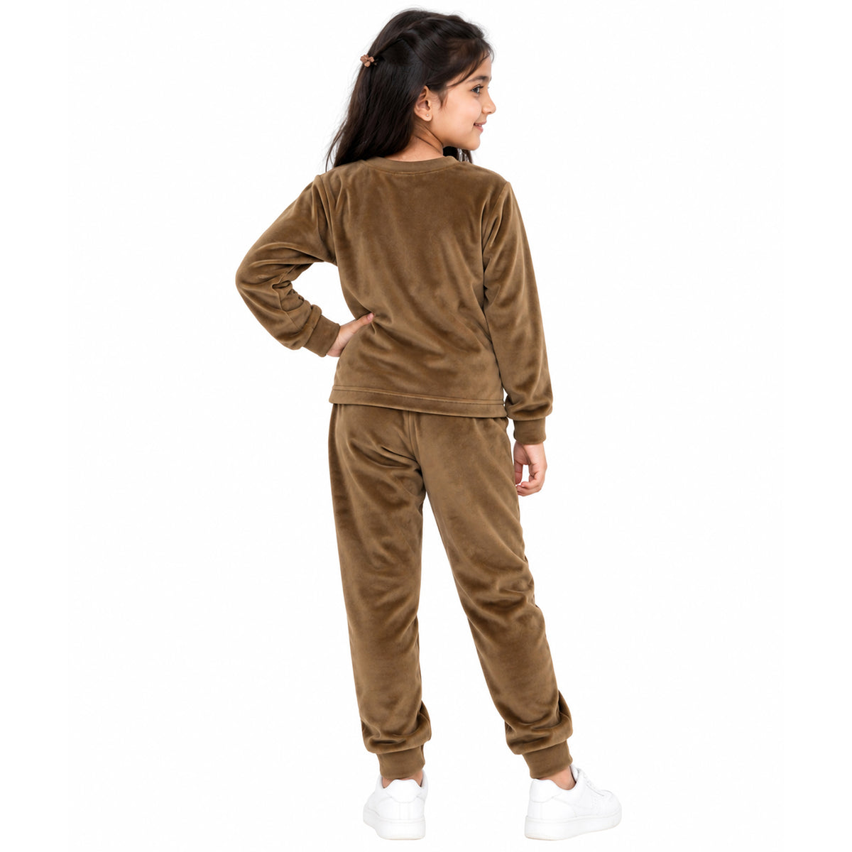 Kuchipoo Girls Velvet Top & Pajama Set | Soft Velour Round Neck Full Sleeve Top & Pajama | Warm Winterwear