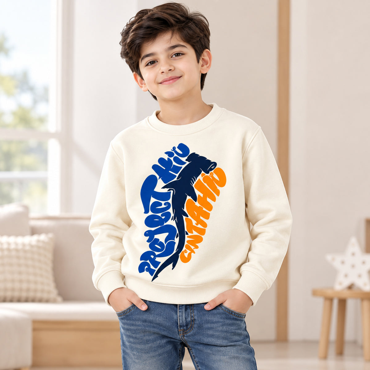 Kuchipoo Boys Graphic Printed Full Sleeve Round Neck Sweatshirt | Regular Fit Winterwear