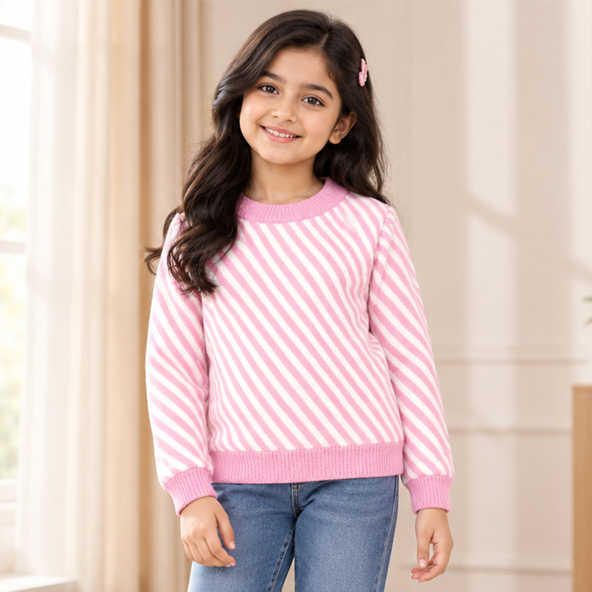 Kuchipoo Girls' Winter Wear Knitted Sweater | Full Sleeves Warm Pullover | Casual & Stylish Kids' Jumper