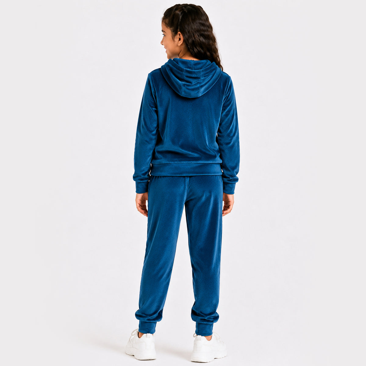 Kuchipoo Girls Velvet Hooded Sweatshirt & Jogger Set | Soft Velour Hoodie with Kangaroo Pocket & Pajama | Warm Full Sleeve Winterwear