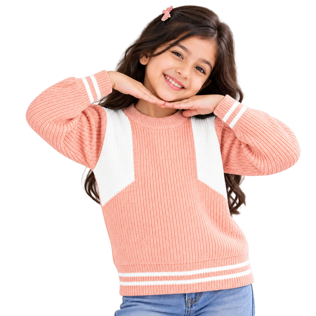 Kuchipoo Girls' Winter Wear Knitted Sweater | Full Sleeves Warm Pullover | Casual & Stylish Kids' Jumper