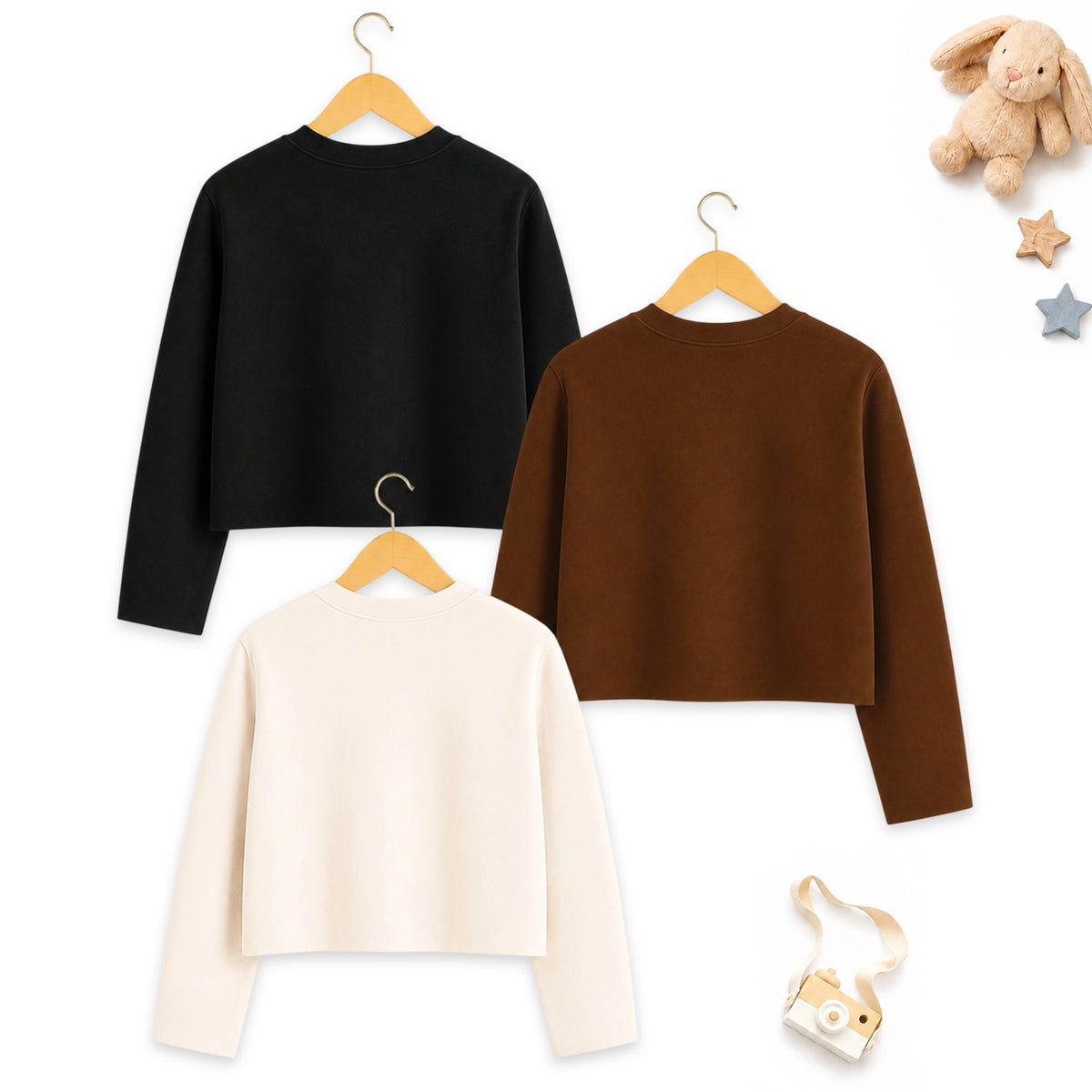 Kuchipoo Girls Crop Top Cotton T-Shirt - Pack of 3