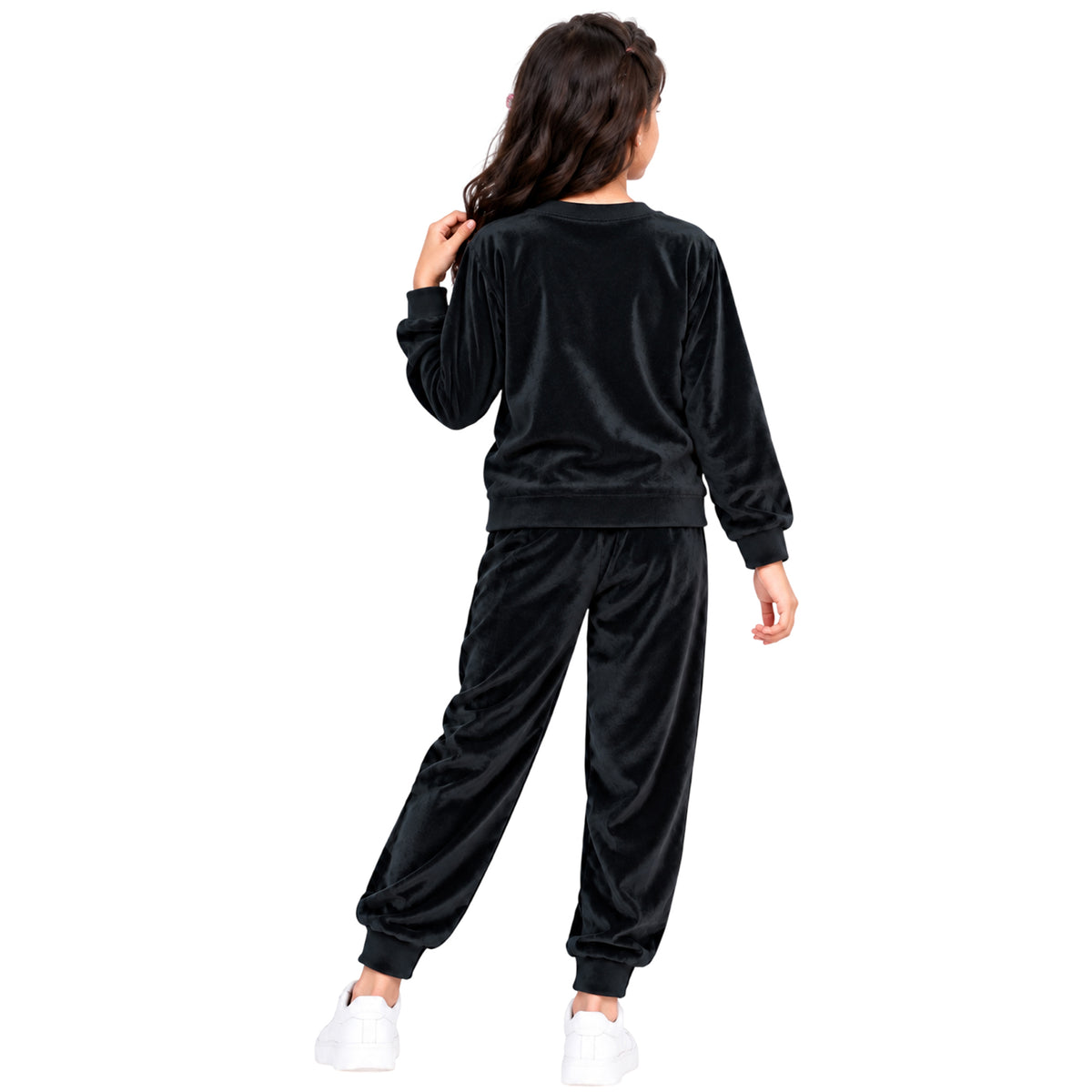 Kuchipoo Girls Velvet Top & Pajama Set | Soft Velour Round Neck Full Sleeve Top & Pajama | Warm Winterwear