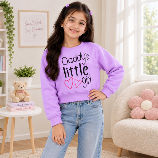 Kuchipoo Girls Crop Top Sweatshirt | Round Neck Pullover | Soft & Comfortable Casual Winter Wear for Kids