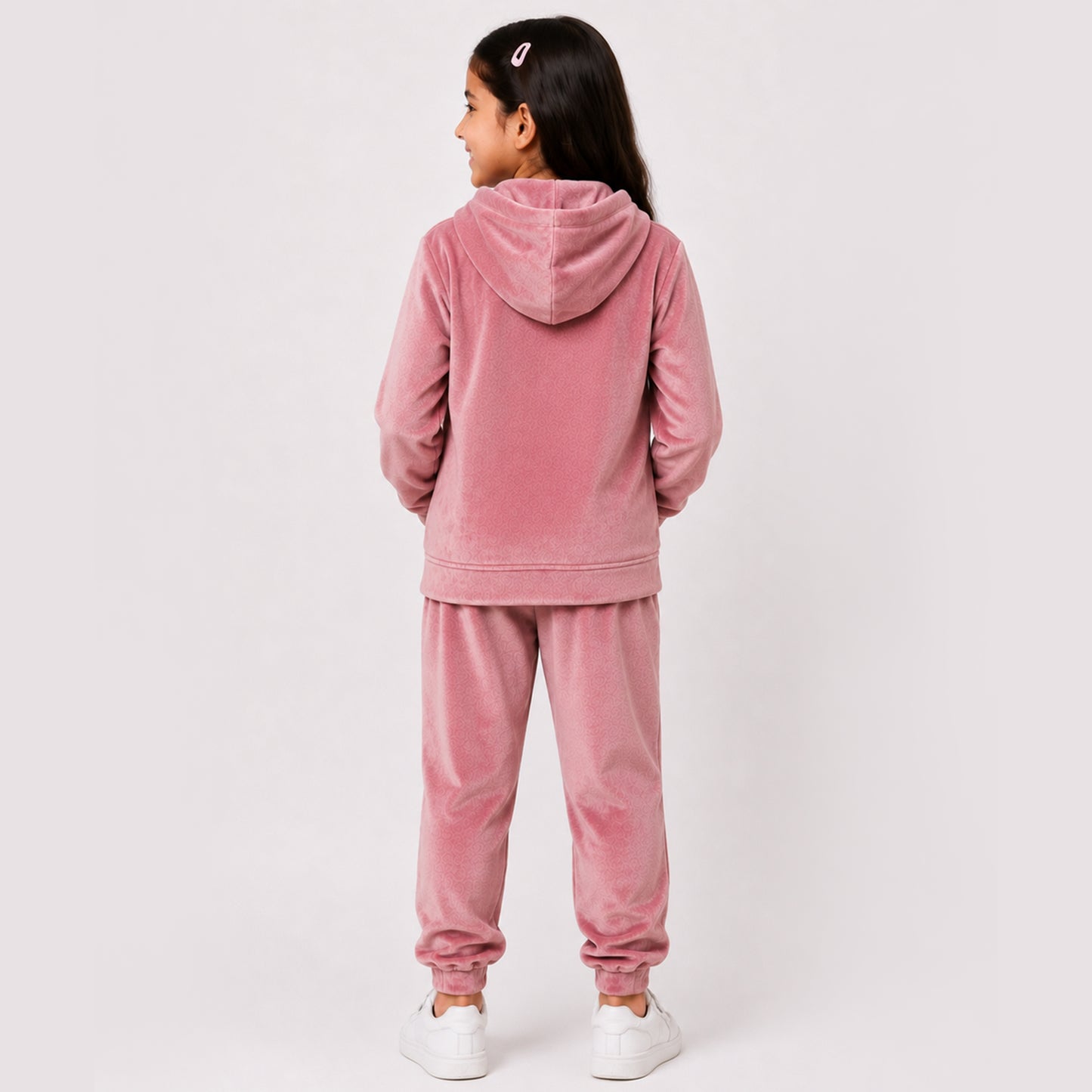 Kuchipoo Girls Velvet Hooded Sweatshirt & Jogger Set | Soft Velour Hoodie with Kangaroo Pocket & Pajama | Warm Full Sleeve Winterwear