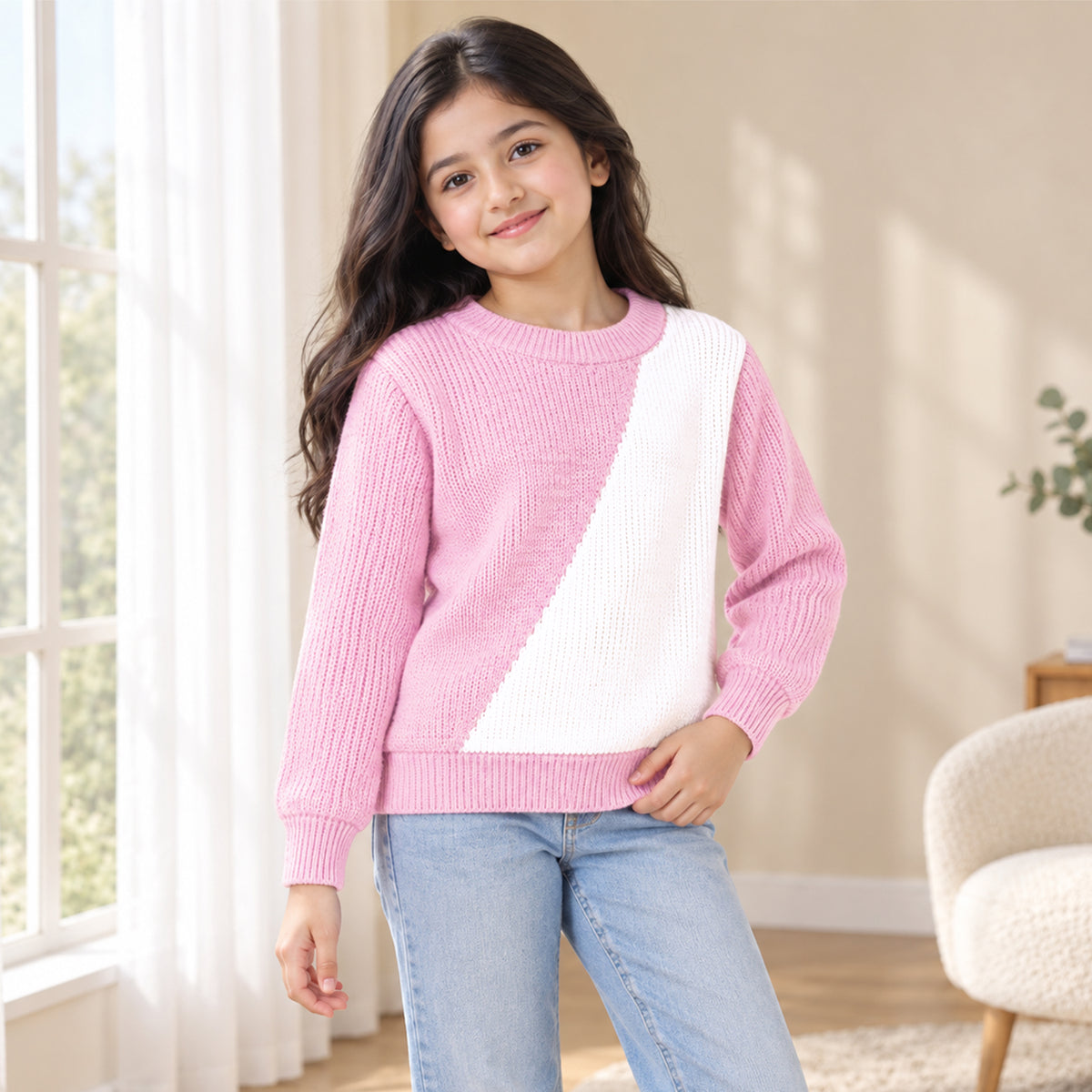 Kuchipoo Girls' Winter Wear Knitted Sweater | Full Sleeves Warm Pullover | Casual & Stylish Kids' Jumper (Copy)
