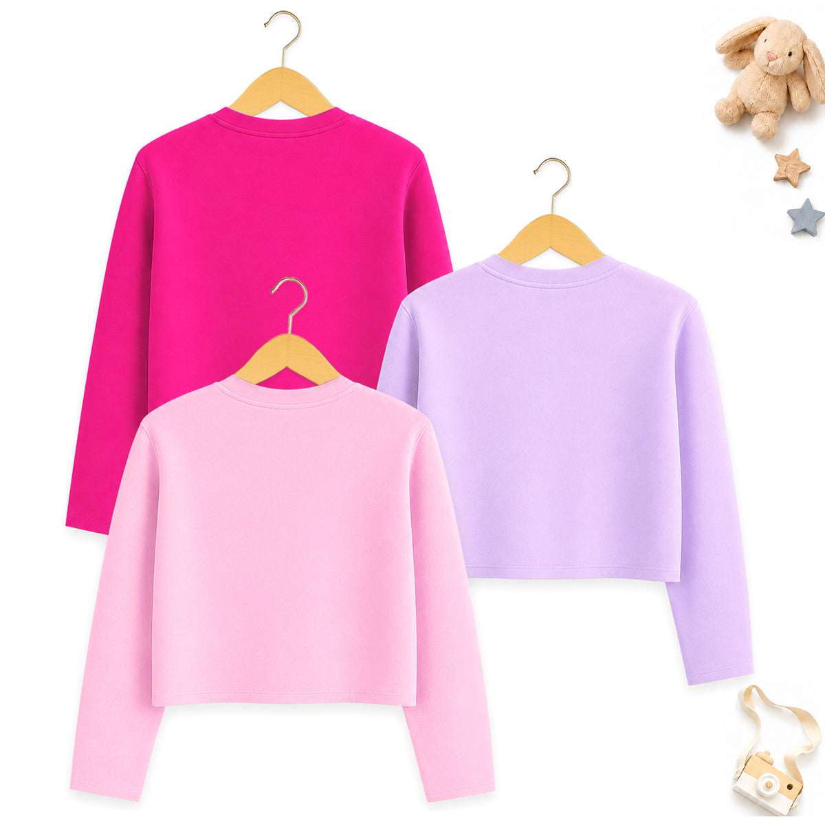 Kuchipoo © Disney Girls Minnie Mouse Crop T-Shirt Combo | Minnie & Friends Graphic Cotton Tees | Casual Summer Wear | Pack of 3