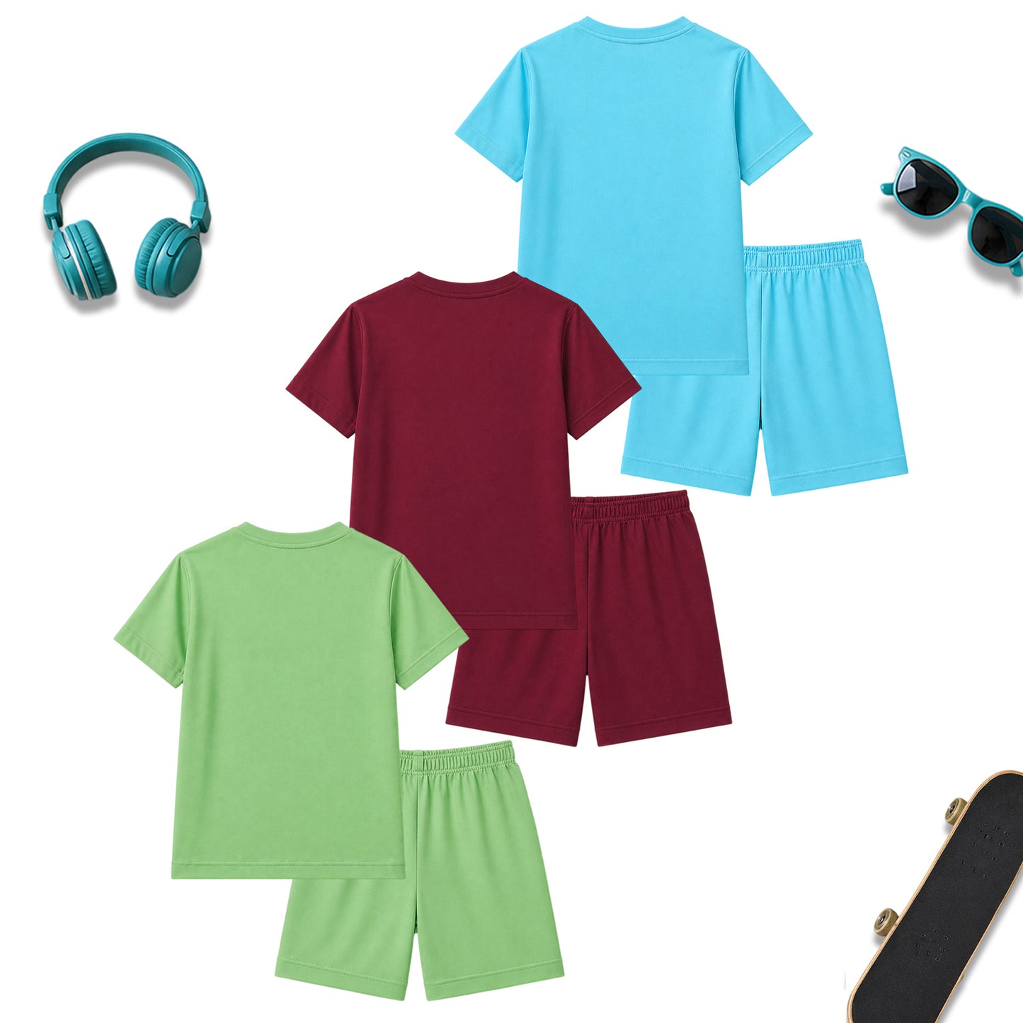 Kuchipoo Boys Cotton T-Shirt & Shorts Set | Half Sleeve Round Neck Top with Elastic Waist Shorts | Soft & Comfortable Casual Wear for Kids | Pack of 3