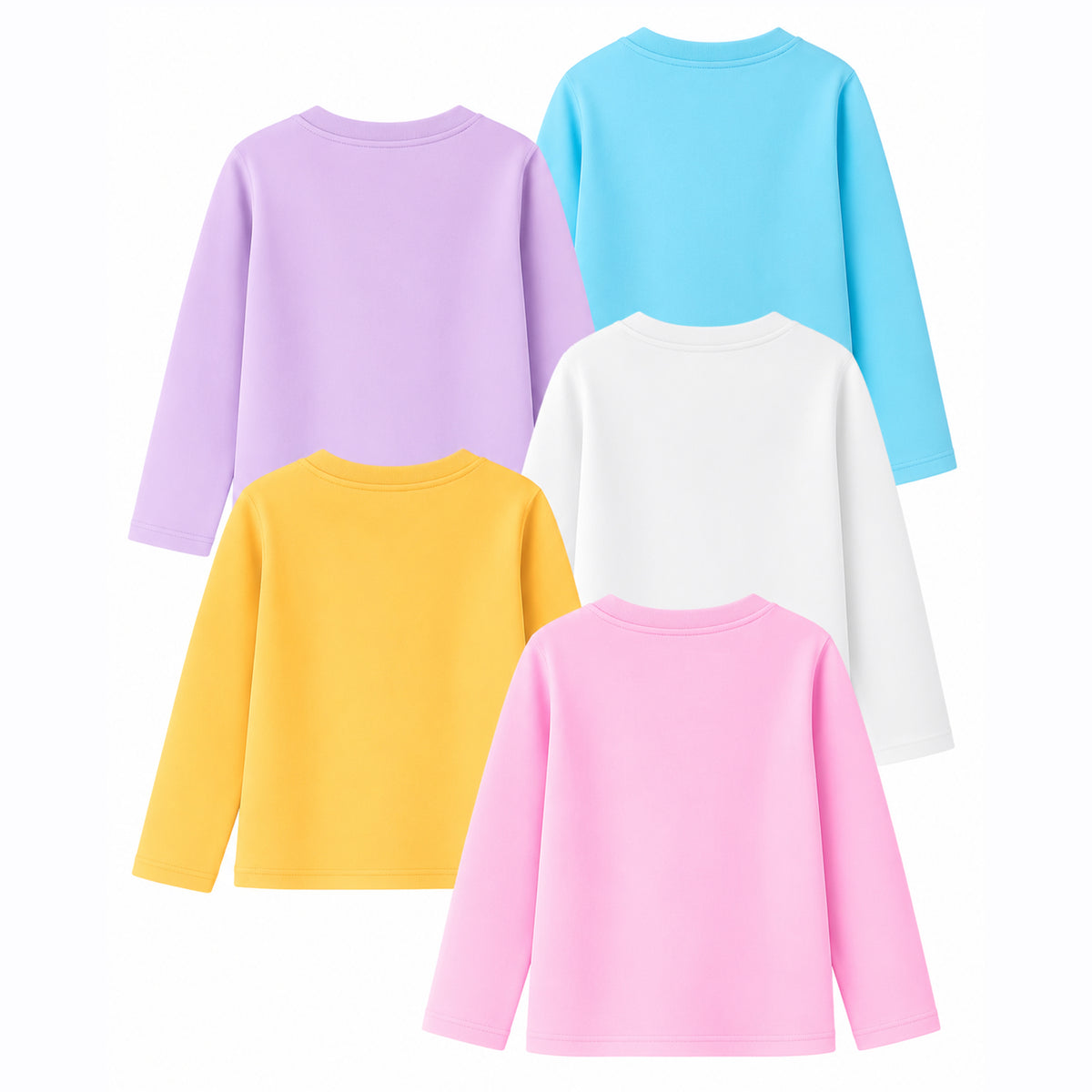 Kuchipoo Girls Cotton Printed T-Shirts | Full Sleeve Round Neck | Soft & Comfortable Casual Wear for Kids | Pack of 5