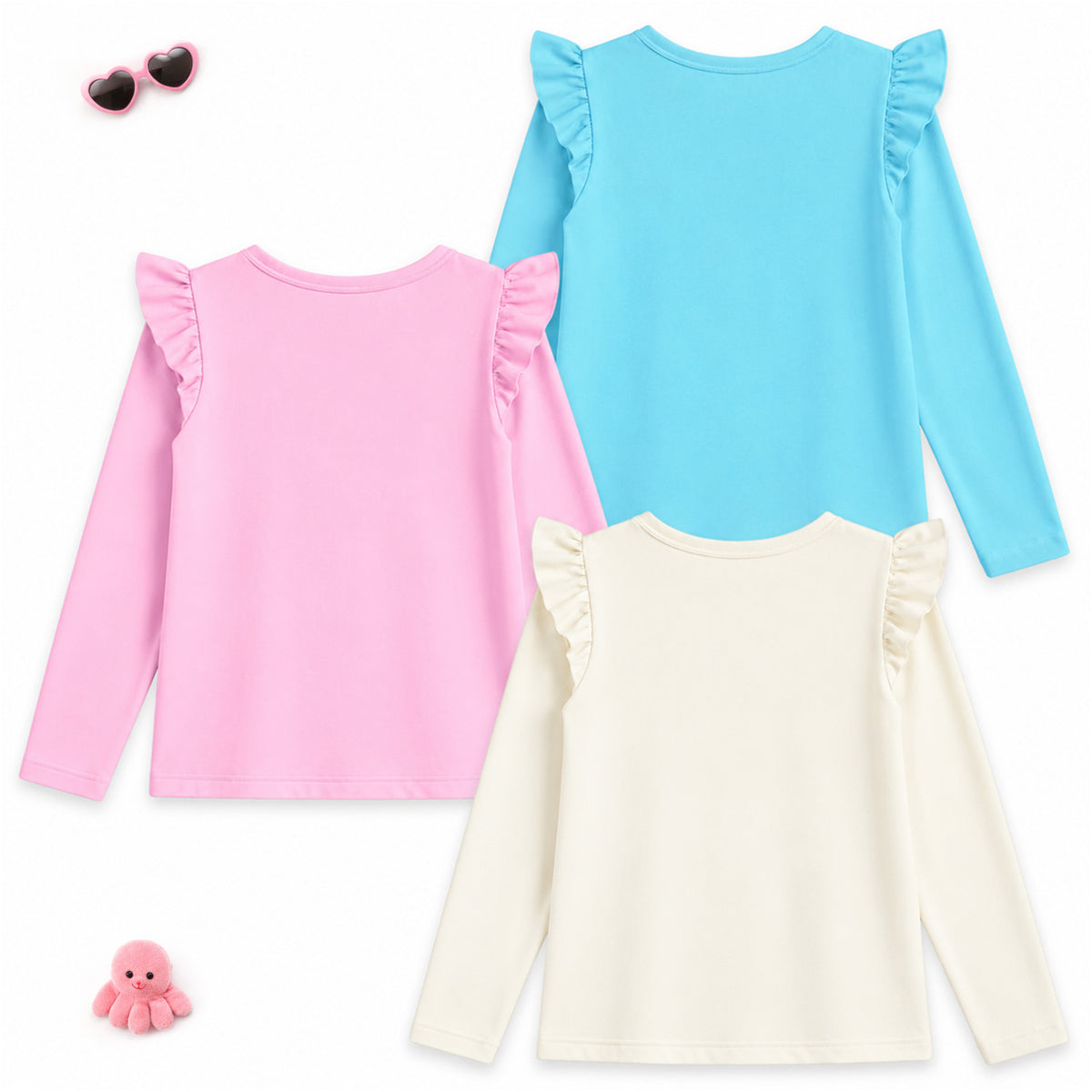 Kuchipoo © Disney Girls Minnie Mouse Frill T-Shirt Combo | Minnie & Friends Graphic Cotton Tees | Casual Summer Wear | Pack of 3
