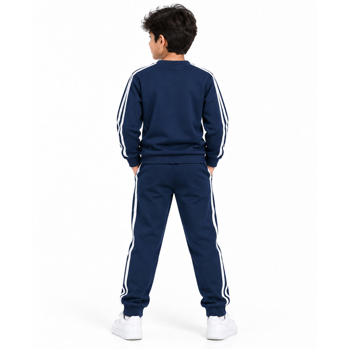 Kuchipoo Boys Full Sleeve Round Neck T-Shirt & Track Pant Set | Athletic Sportswear Tracksuit with Side Stripe Joggers | Casual Activewear Co-Ord Set for Boys
