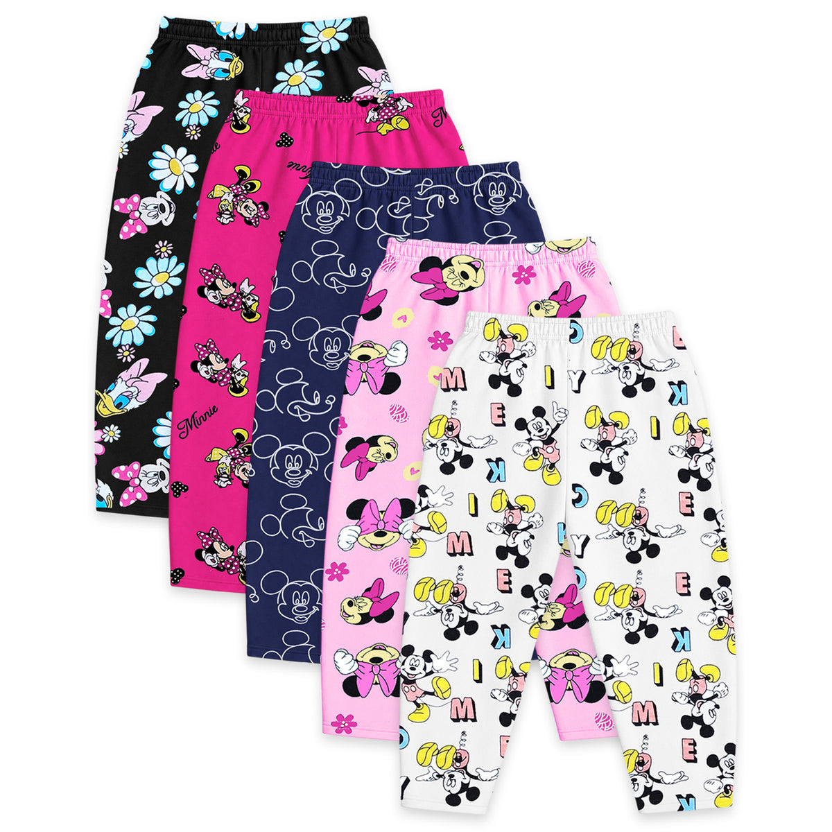 Kuchipoo © Disney 100% Cotton Girls Printed Pyjama Set | Soft & Comfortable Jogger Pants | Pack of 5