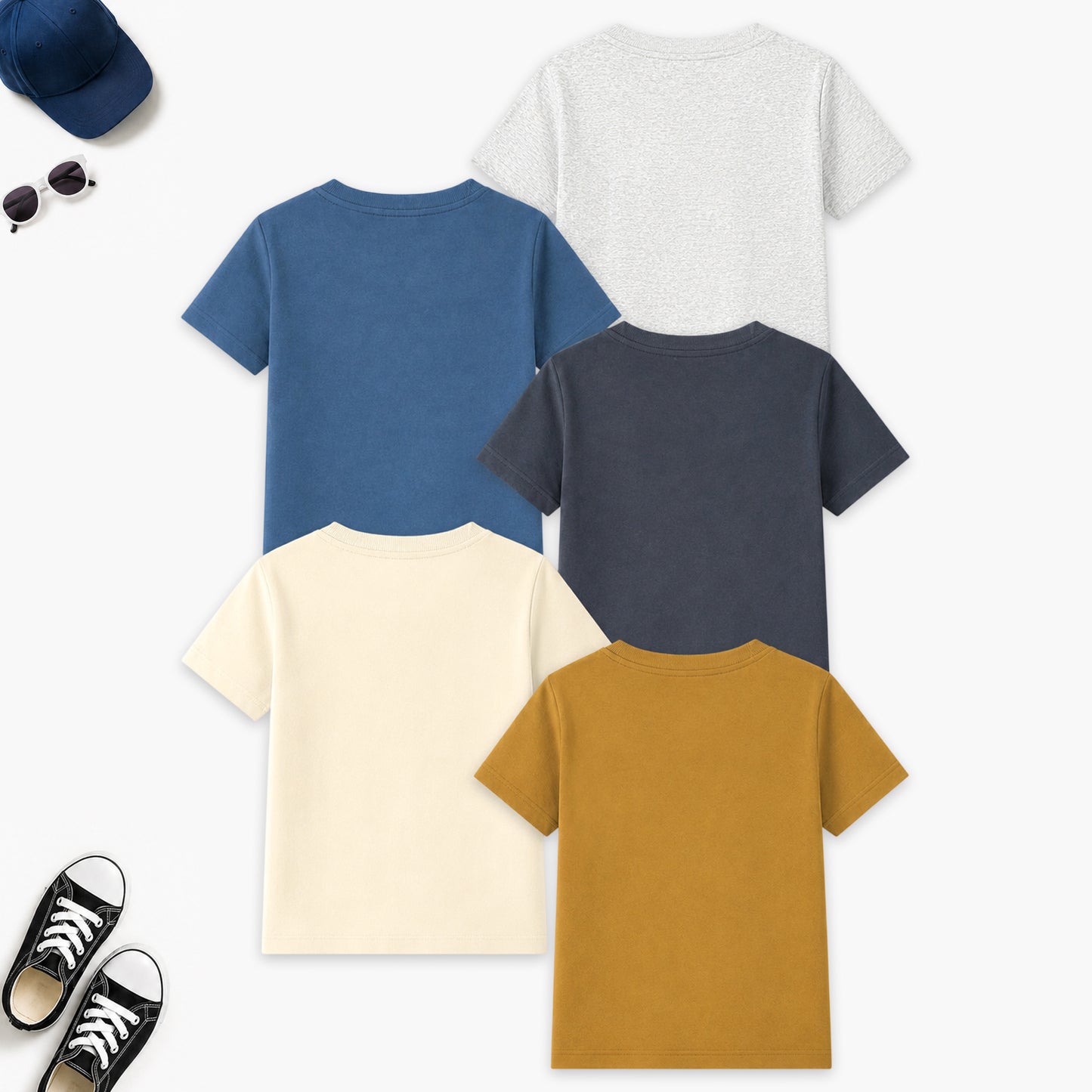 Kuchipoo Boys Cotton Printed T-Shirts | Half Sleeve Round Neck | Soft & Comfortable Casual Wear for Kids | Pack of 5