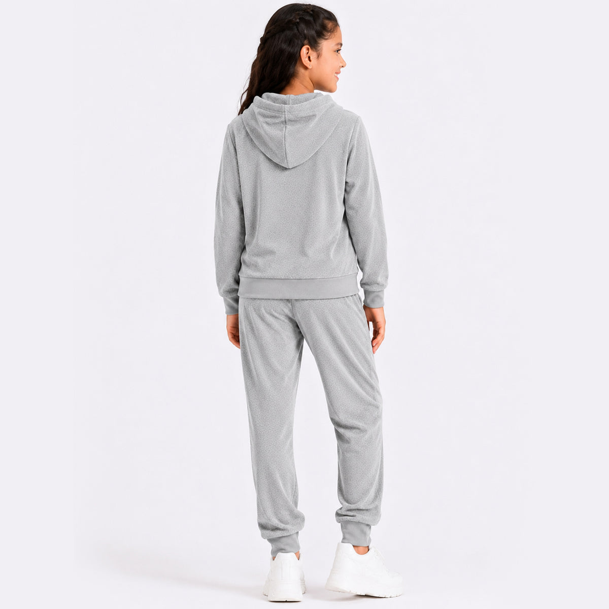 Kuchipoo Girls Velvet Hooded Sweatshirt & Jogger Set | Soft Velour Hoodie with Kangaroo Pocket & Pajama | Warm Full Sleeve Winterwear