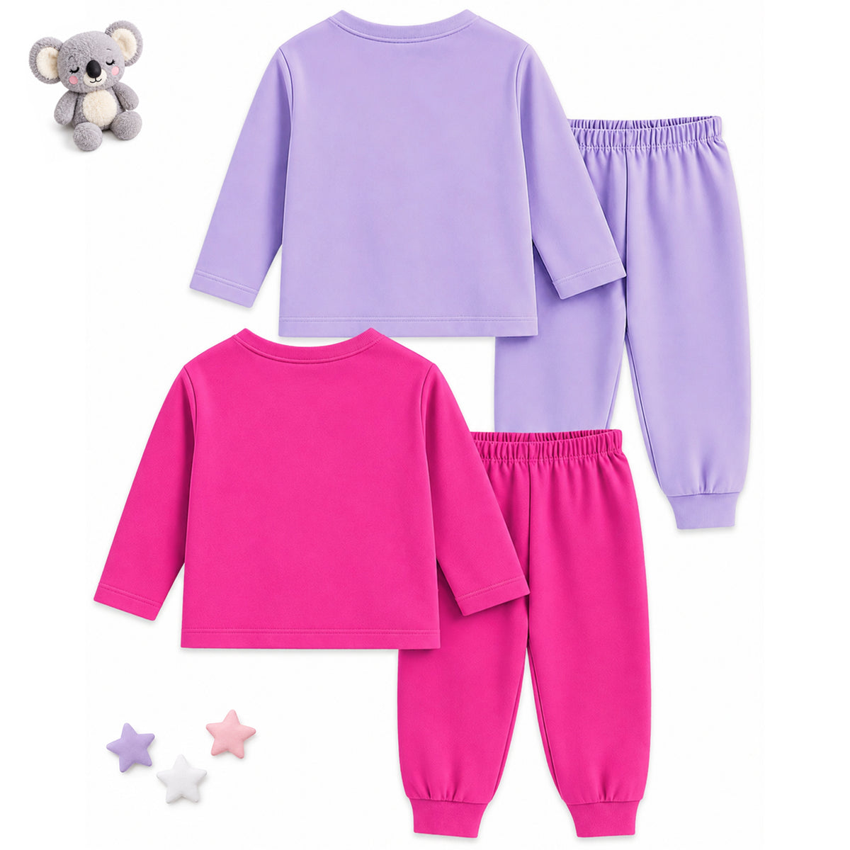 Kuchipoo Girls Regular Fit Cotton T-Shirts and Pyjamas Clothing Set-Pack of 2
