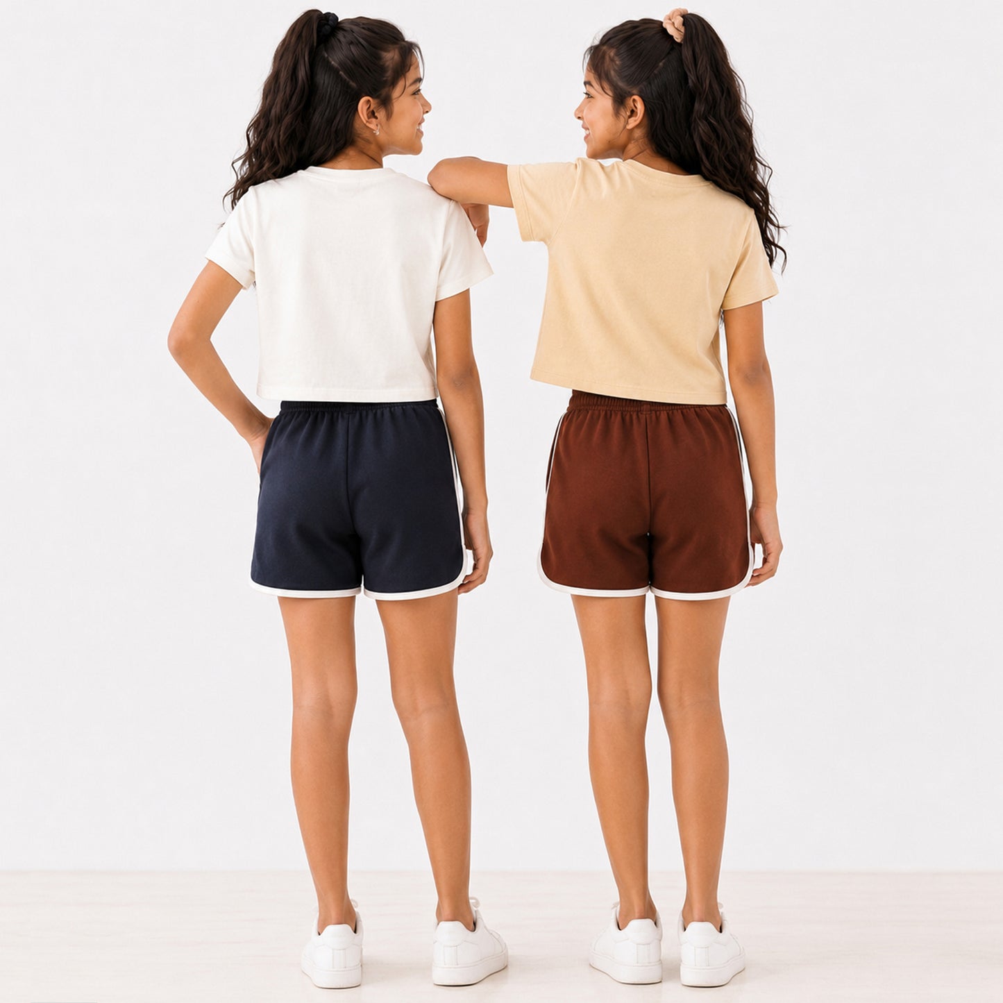 Kuchipoo Girls Cotton Crop Top & Shorts Set | Trendy Graphic Print Summer Wear | Soft & Breathable Kids Clothing Combo | Pack of 2
