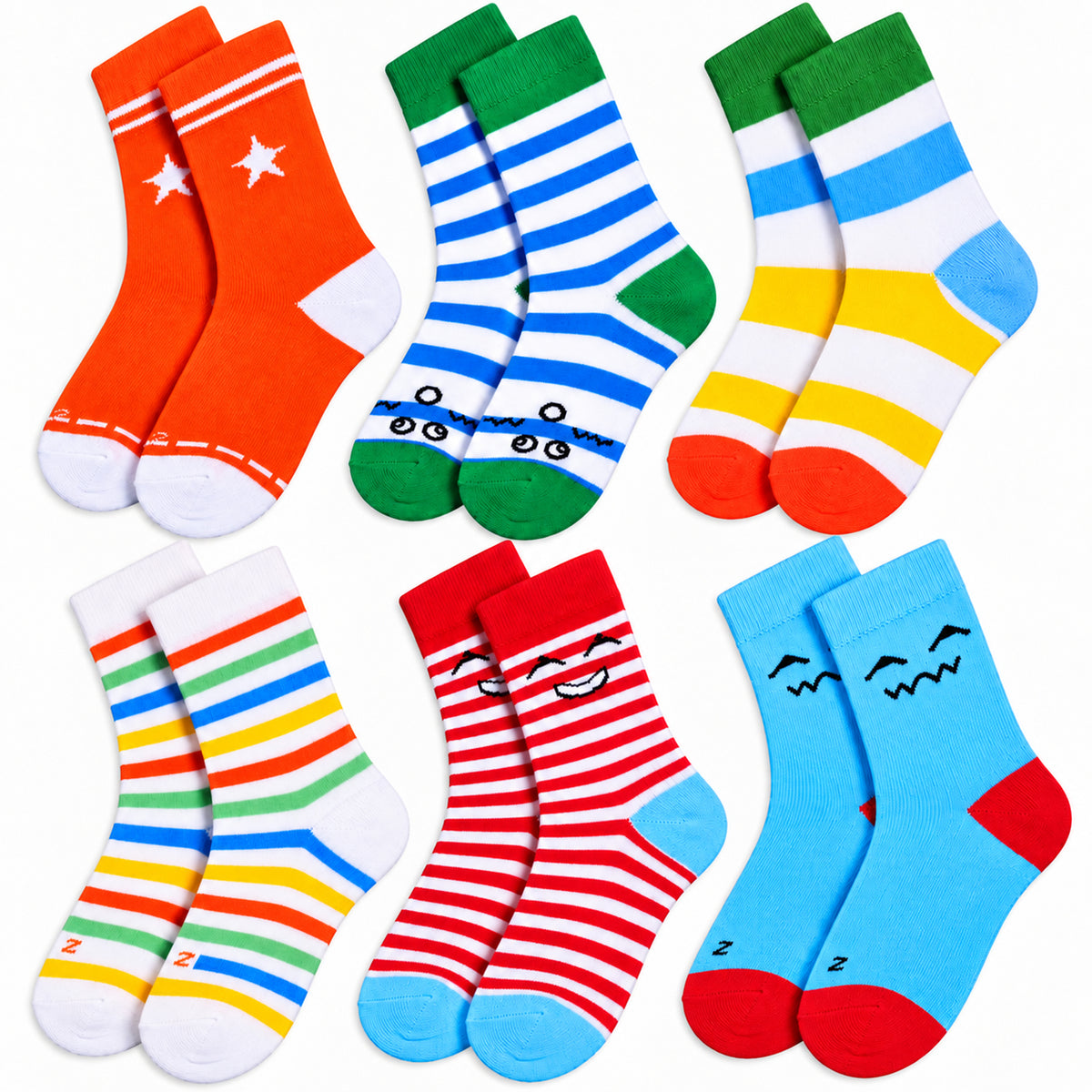 Kuchipoo Kids 100% Cotton Socks - Pack of 6