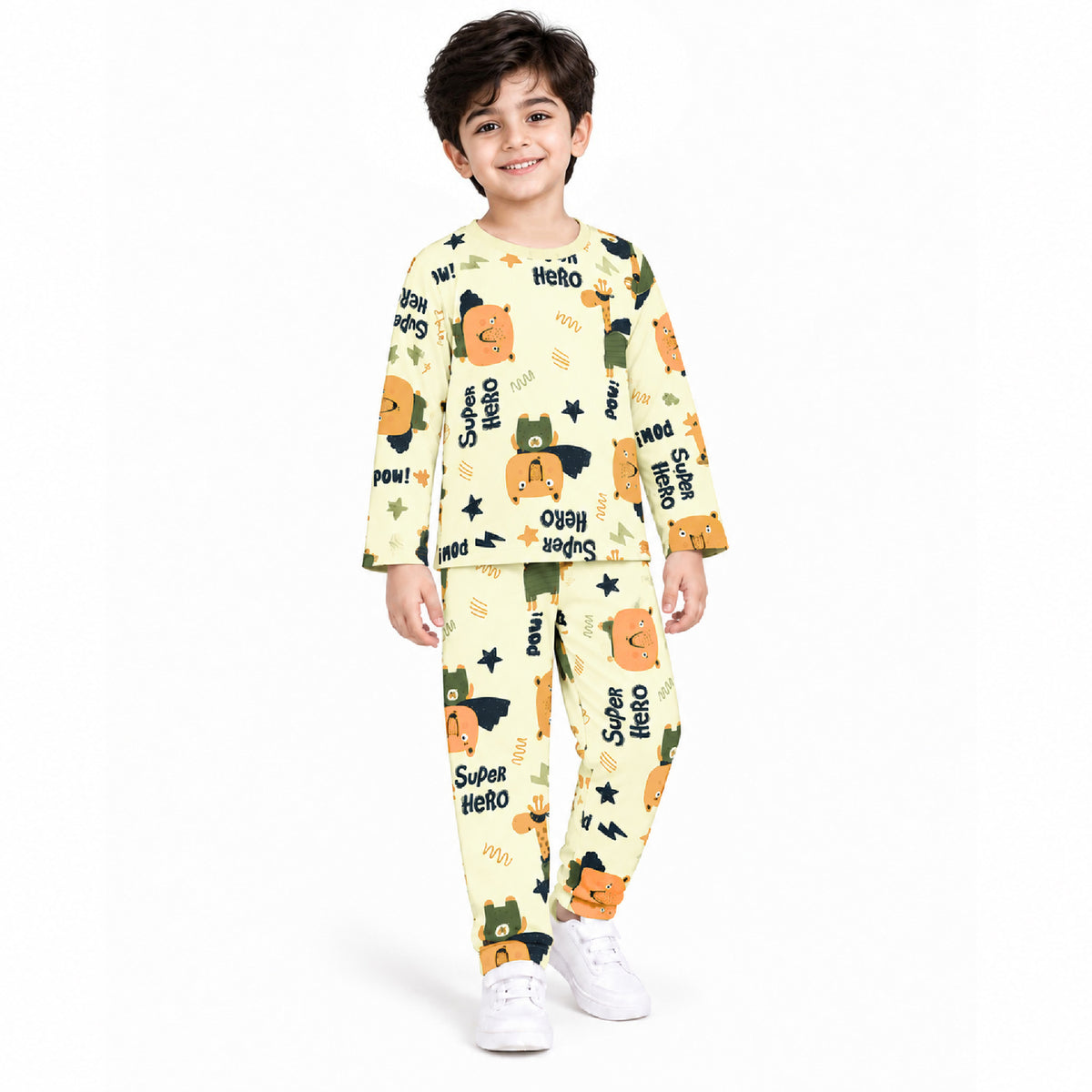 Kuchipoo Boys and Girls Printed Full Sleeve T-Shirt & Pajama Set | Soft & Comfortable Kids Night Suit | Cozy Casual Wear for Light Winters