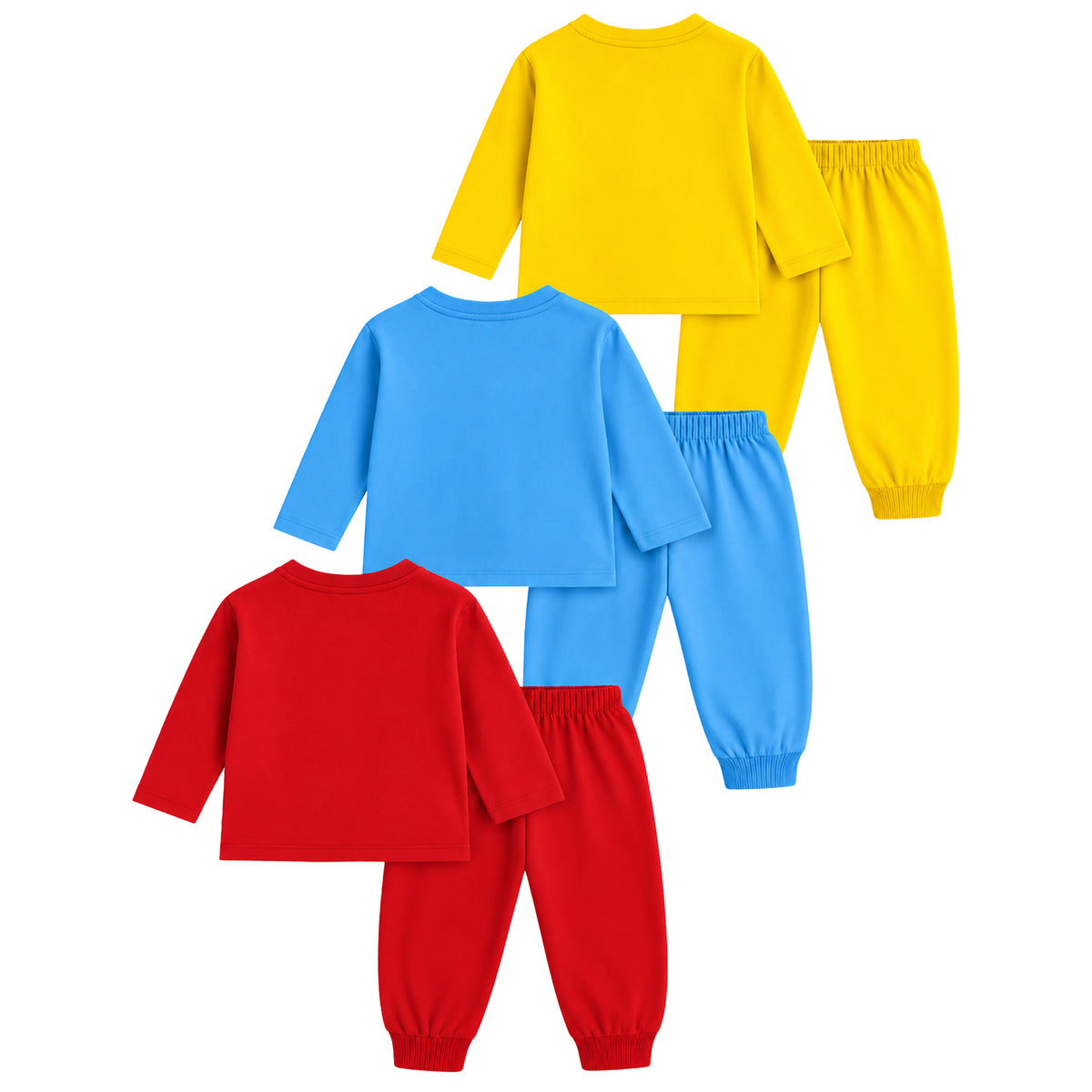 Kuchipoo © Disney Boys Mickey Mouse Printed Cotton T-Shirt & Pyjama Set | Full Sleeve Casual Wear | Pack of 3 Sets