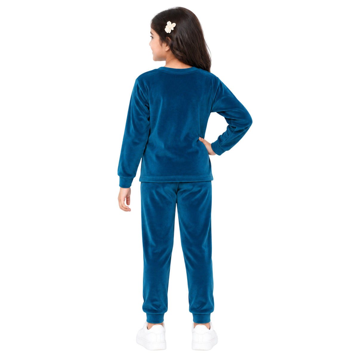 Kuchipoo Girls Velvet Top & Pajama Set | Soft Velour Round Neck Full Sleeve Top & Pajama | Warm Winterwear