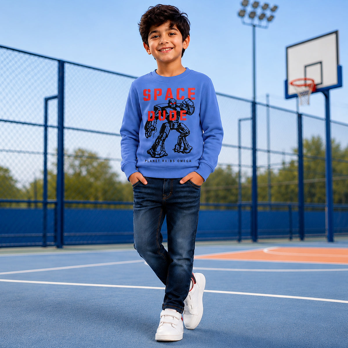 Kuchipoo Boys Graphic Printed Full Sleeve Round Neck Sweatshirt | Regular Fit Winterwear