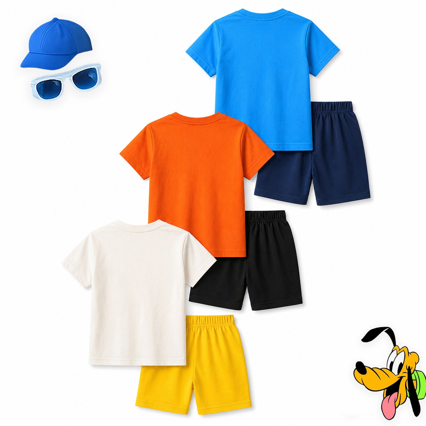 Kuchipoo © Disney Boys Regular Fit Cotton T-Shirts and Shorts Set | Pack of 3
