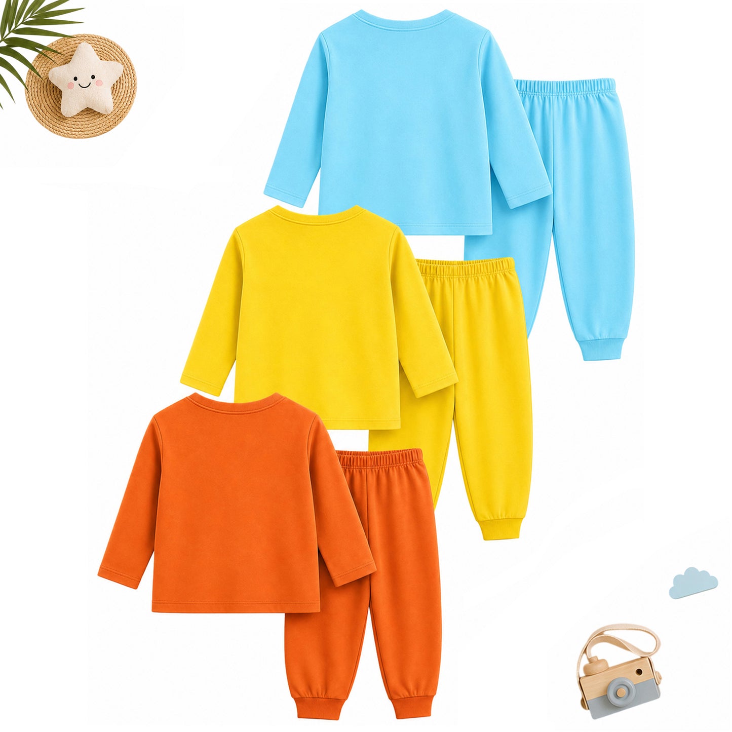 Kuchipoo Boys Regular Fit Cotton T-Shirts and Pyjamas Clothing Set-Pack of 3