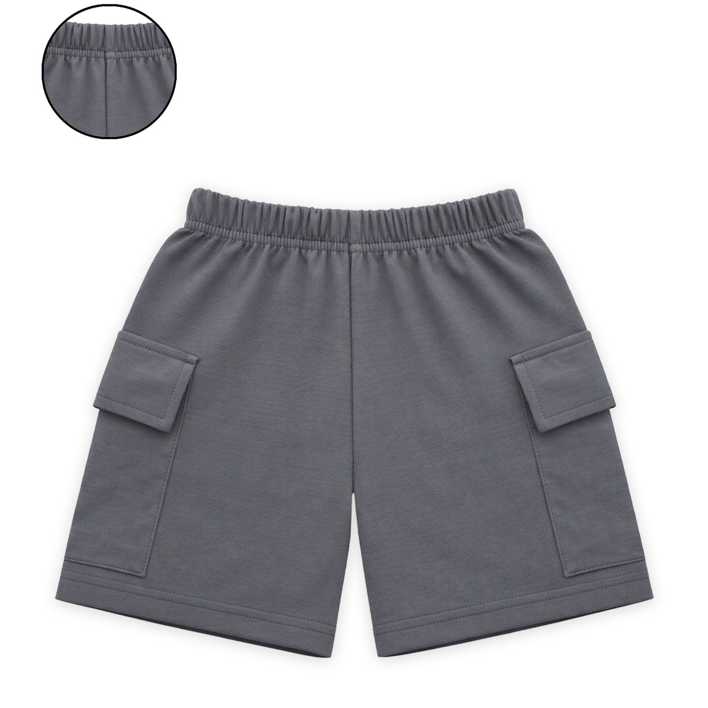 Kuchipoo Boys Cotton Cargo Shorts | Elastic Waistband | Double Pocket Shorts | Summer Casual Wear for Kids | Pack of 3