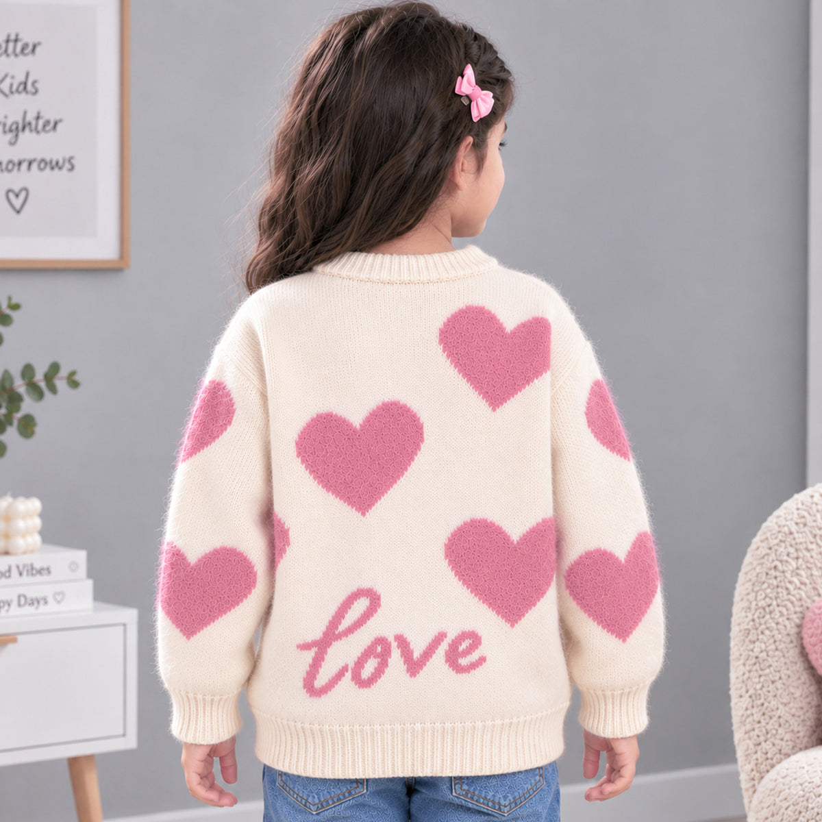 Kuchipoo Girls' Winter Wear Knitted Sweater | Full Sleeves Warm Pullover | Casual & Stylish Kids' Jumper