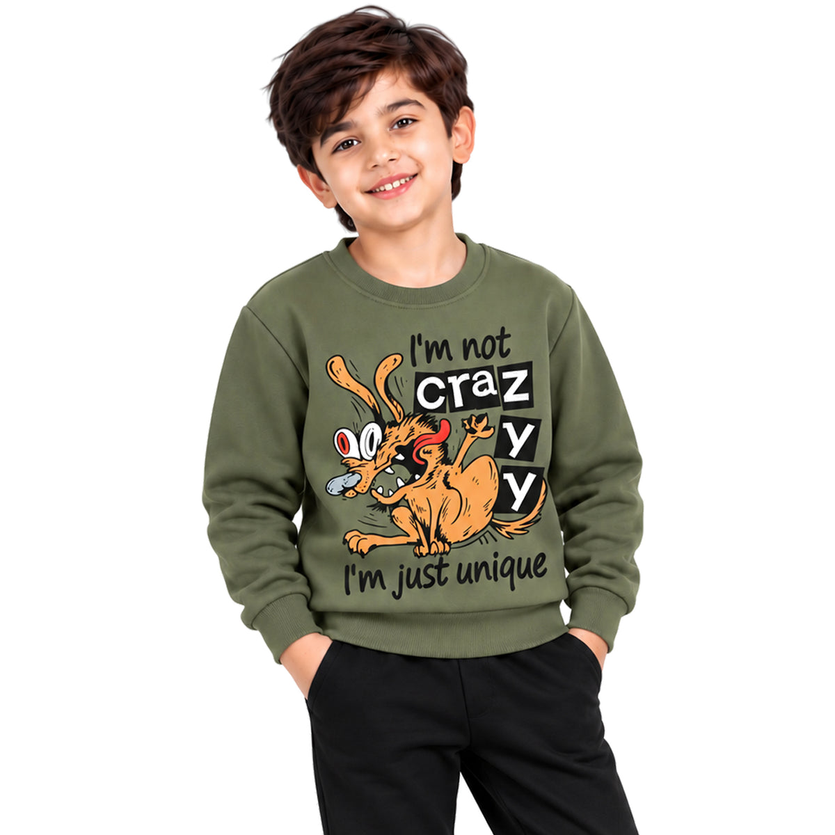 Kuchipoo Boys Graphic Printed Full Sleeve Round Neck Sweatshirt | Regular Fit Winterwear