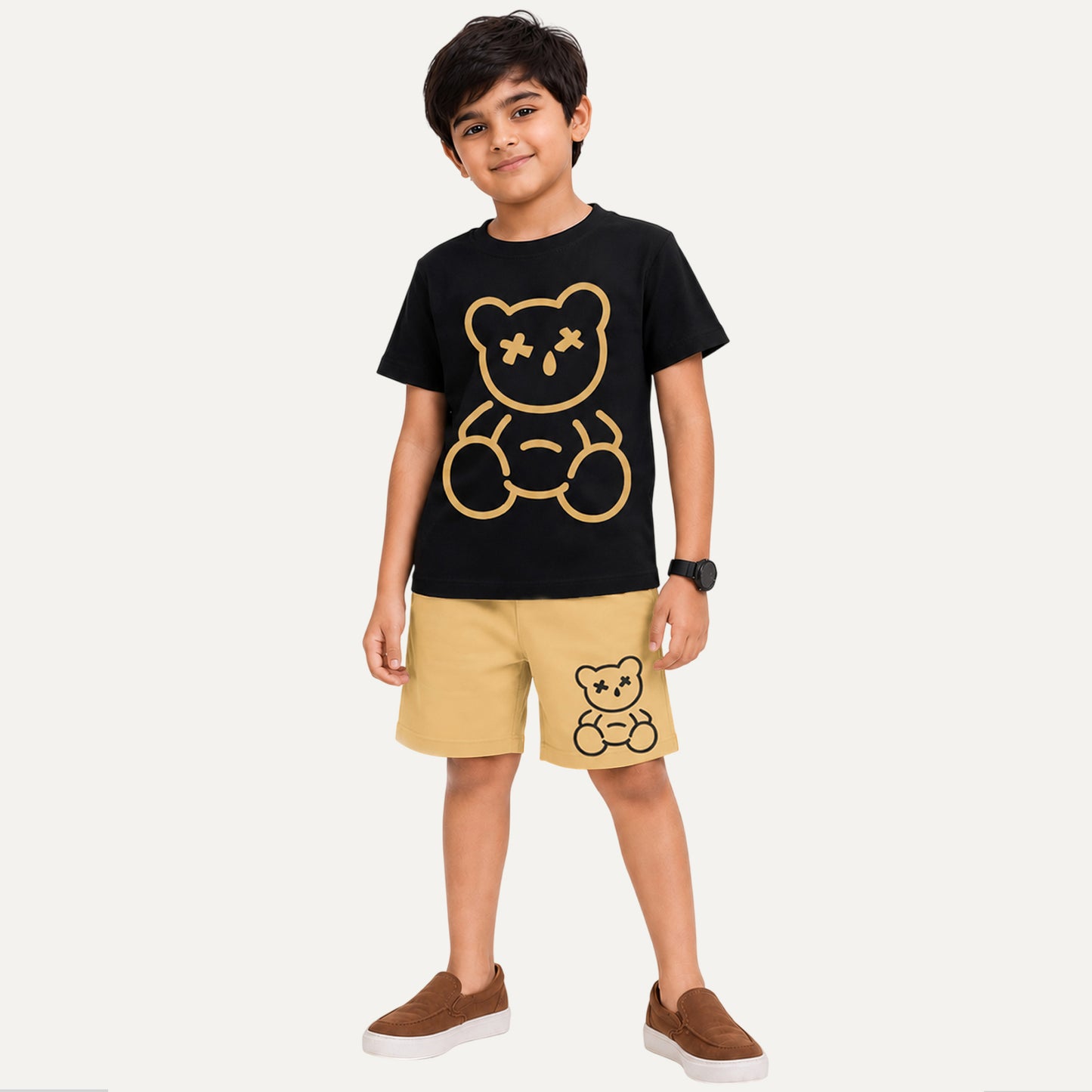 Kuchipoo Boys Cotton T-Shirt & Shorts | Printed Summer Wear Set | Soft & Comfortable Kids Clothing | Pack of 3