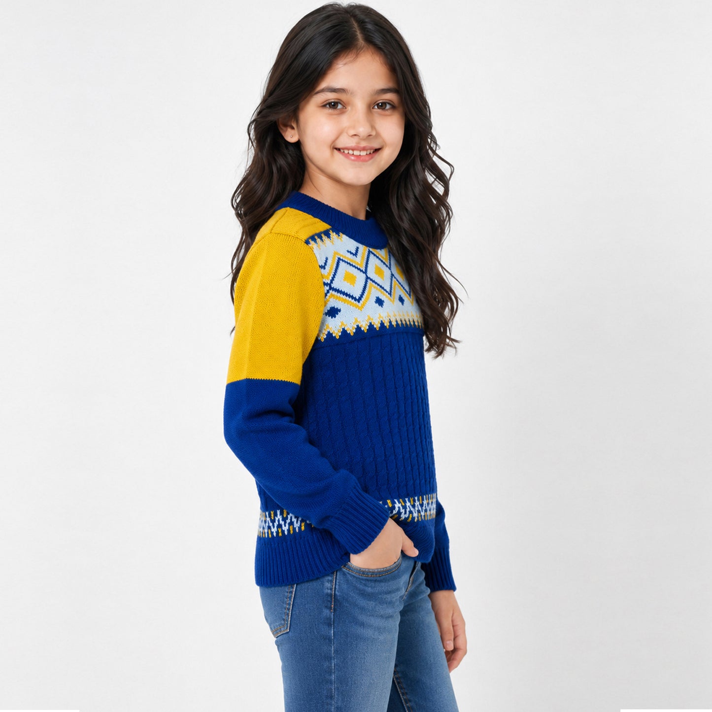 Kuchipoo Girls' Winter Wear Knitted Sweater | Full Sleeves Warm Pullover | Casual & Stylish Kids' Jumper