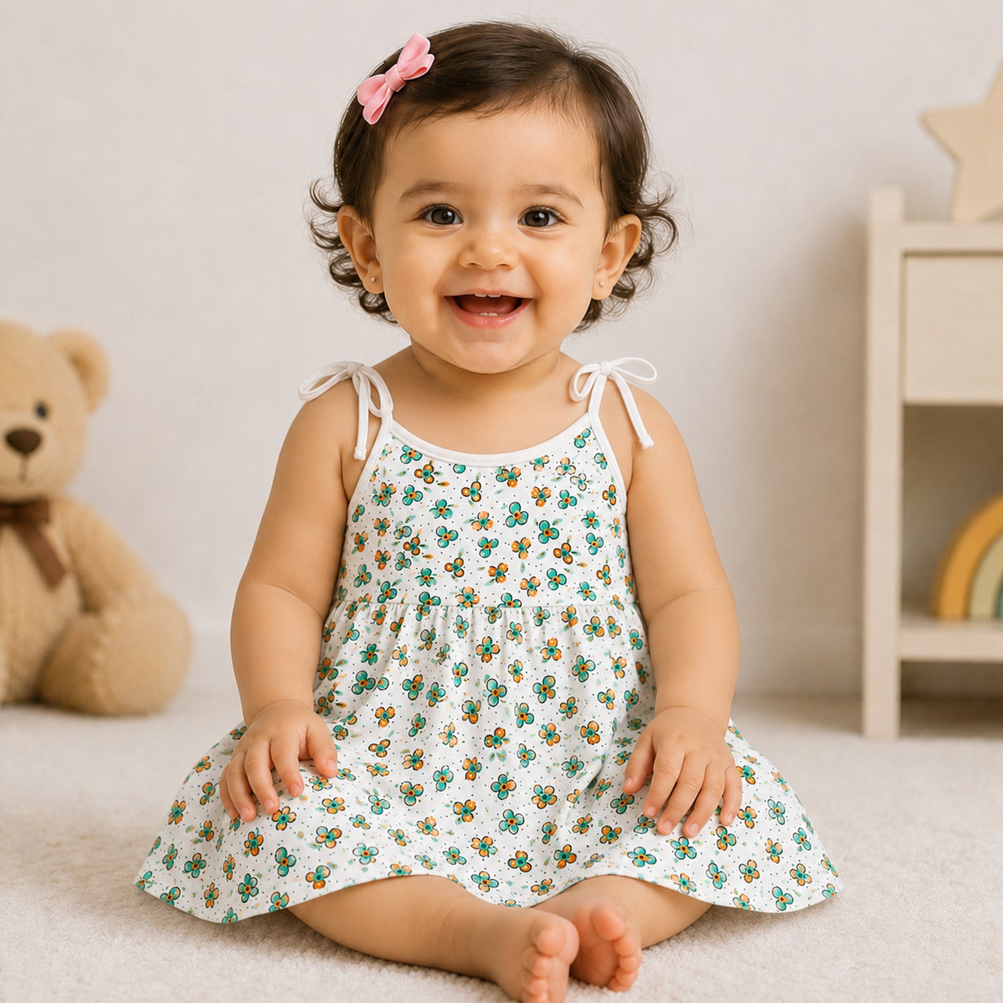 Kuchipoo Baby Girls 100% Cotton Frocks - Pack of 4
