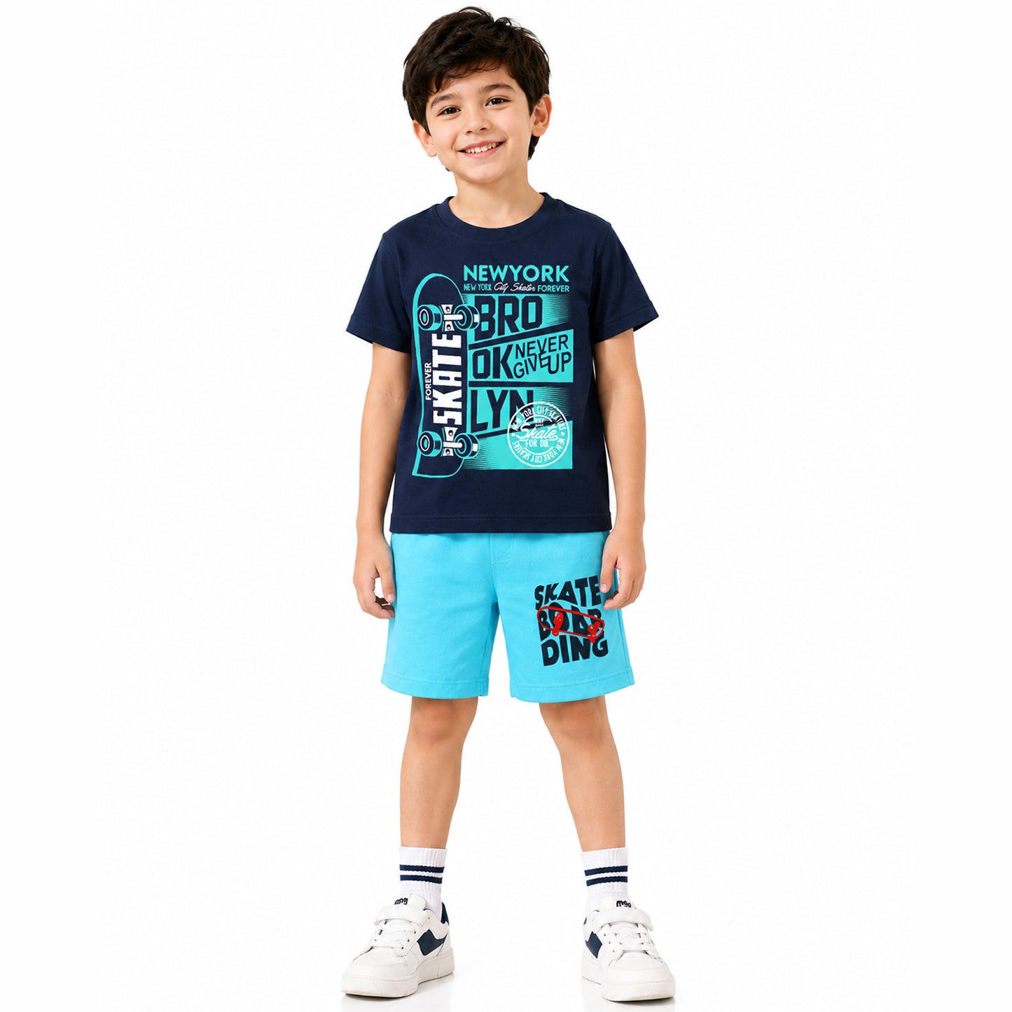 Kuchipoo Boys Cotton T-Shirt & Shorts Set | Half Sleeve Round Neck Top with Elastic Waist Shorts | Soft & Comfortable Casual Wear for Kids | Pack of 3