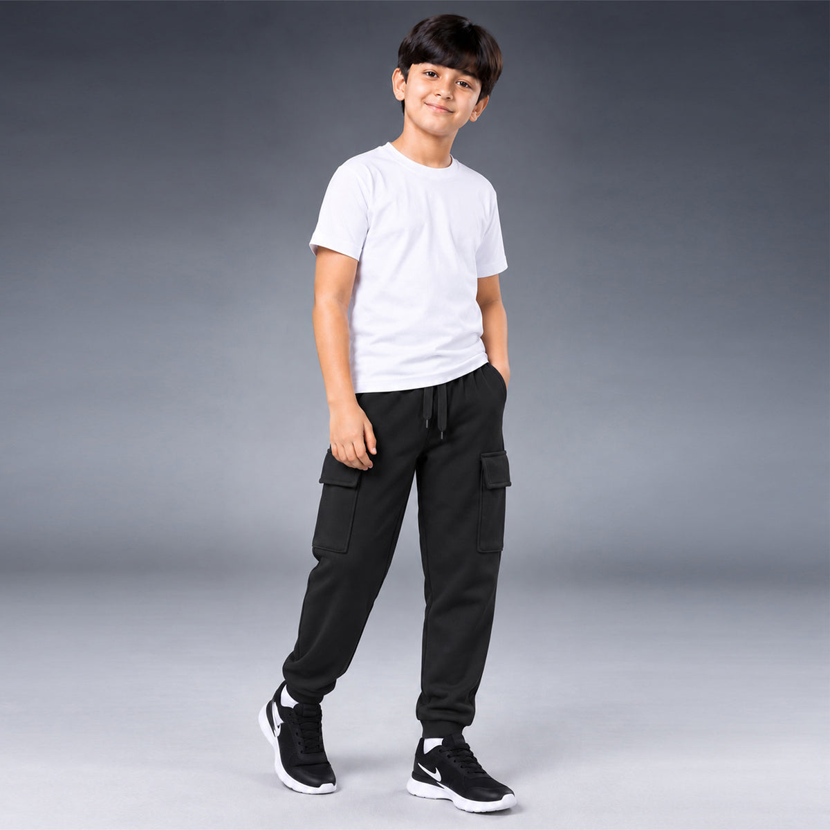 Kuchipoo Boys 4 Pocket Cargo Jogger Pants | Regular Fit Track Pants with Utility Pockets | Soft & Comfortable Casual Wear | Pack of 3