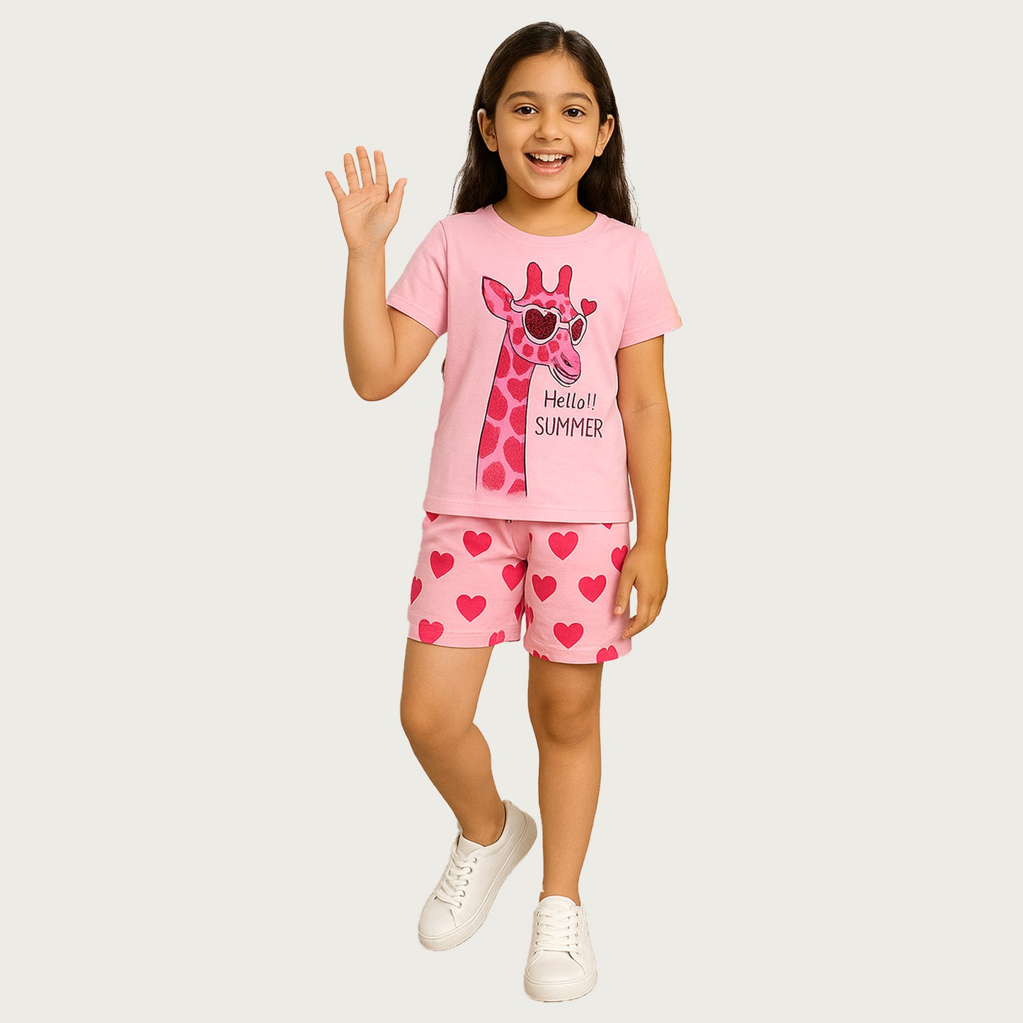 KUCHIPOO GIRLS HALF SLEEVES T-SHIRTS AND SHORTS SET