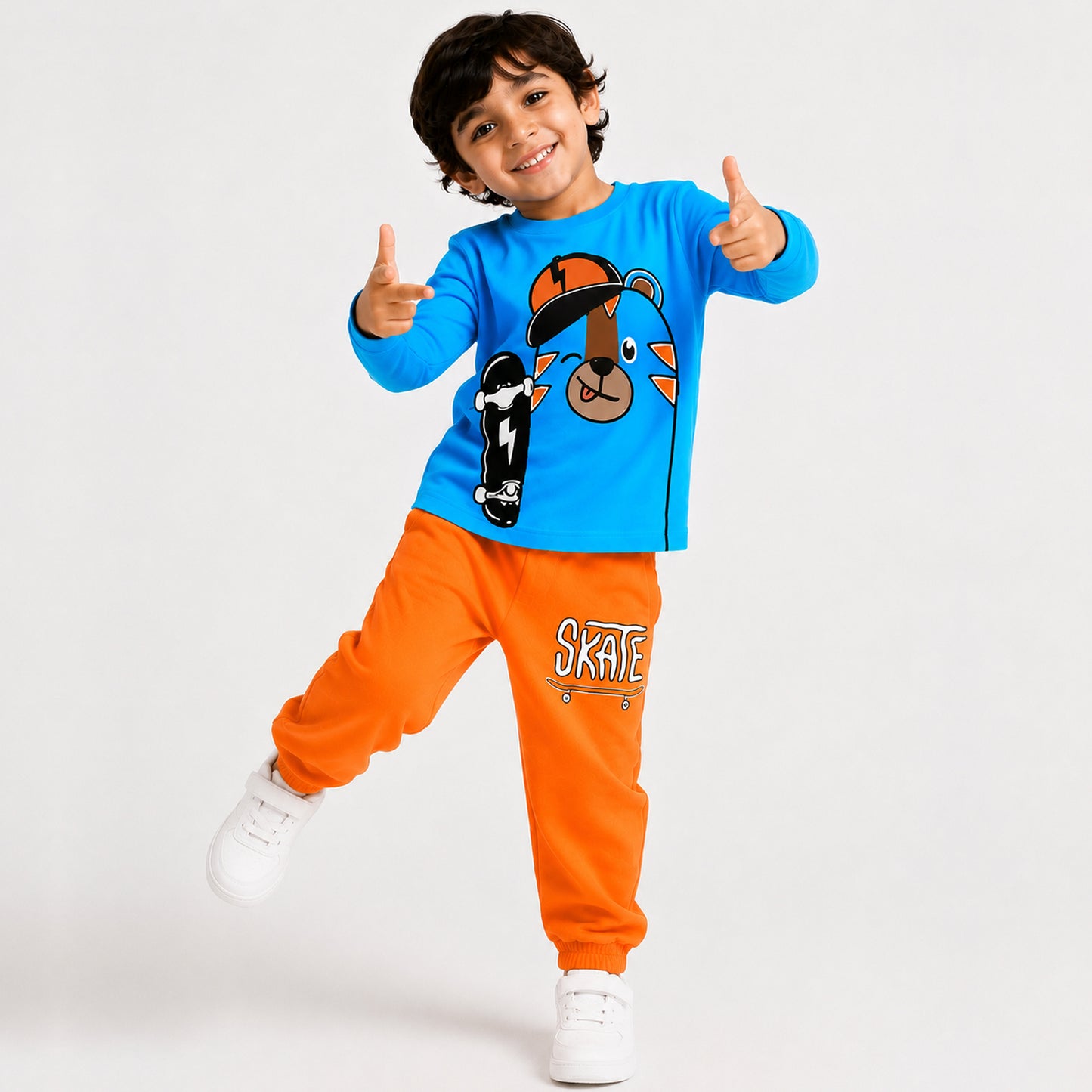 Kuchipoo Boys Regular Fit Cotton T-Shirts and Pyjamas Clothing Set-Pack of 3