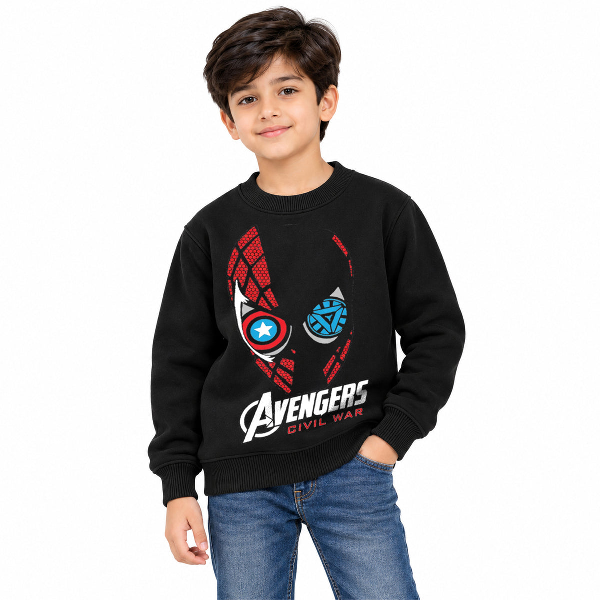 Kuchipoo © Marvel Boys Spiderman Graphic Printed Full Sleeve Round Neck Sweatshirt | Regular Fit Winterwear